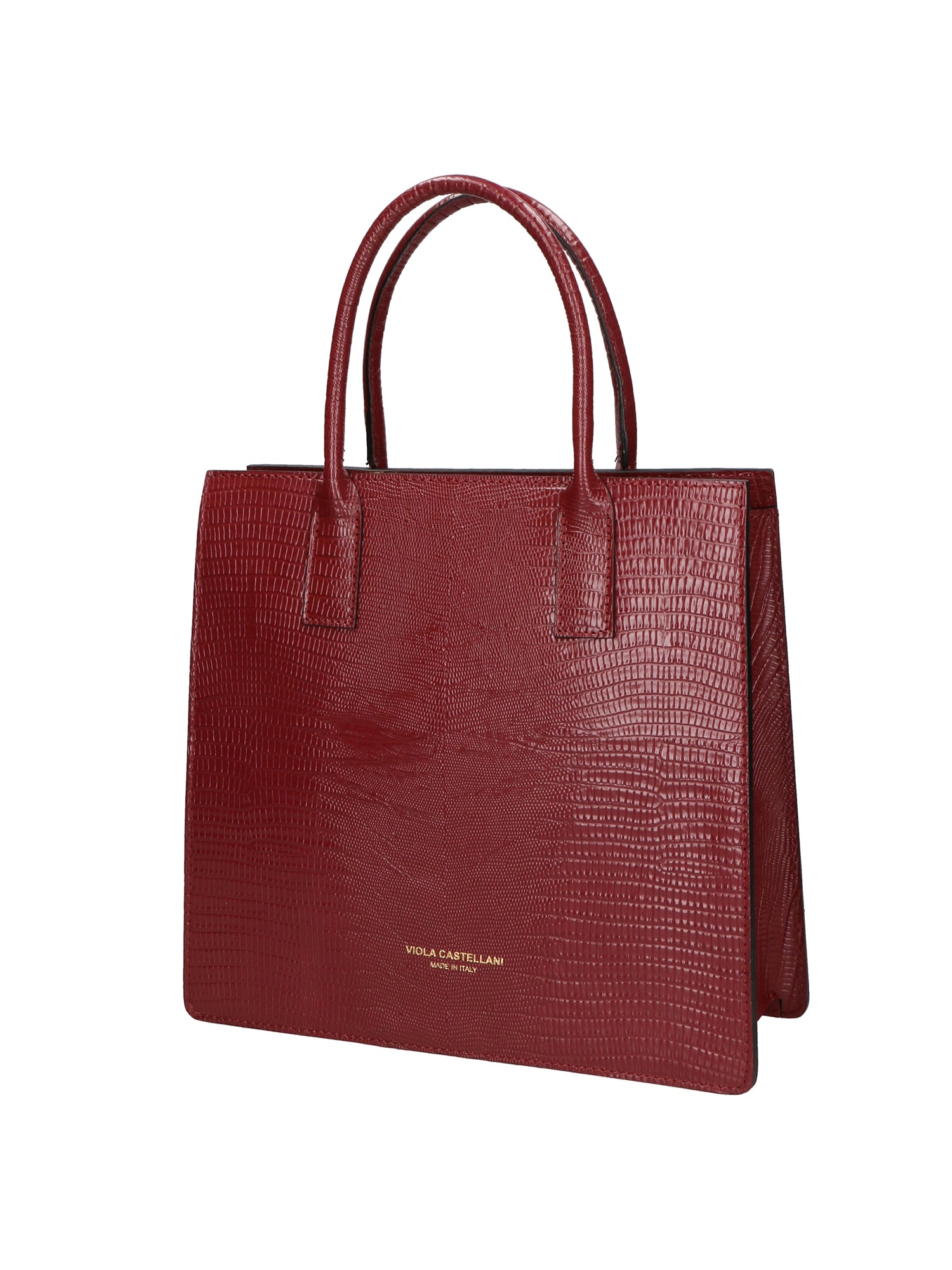 Giulia Borsa a mano da donna Vera pelle effetto cocco 468W-LU10 ROSSO SCURO Viola Castellani