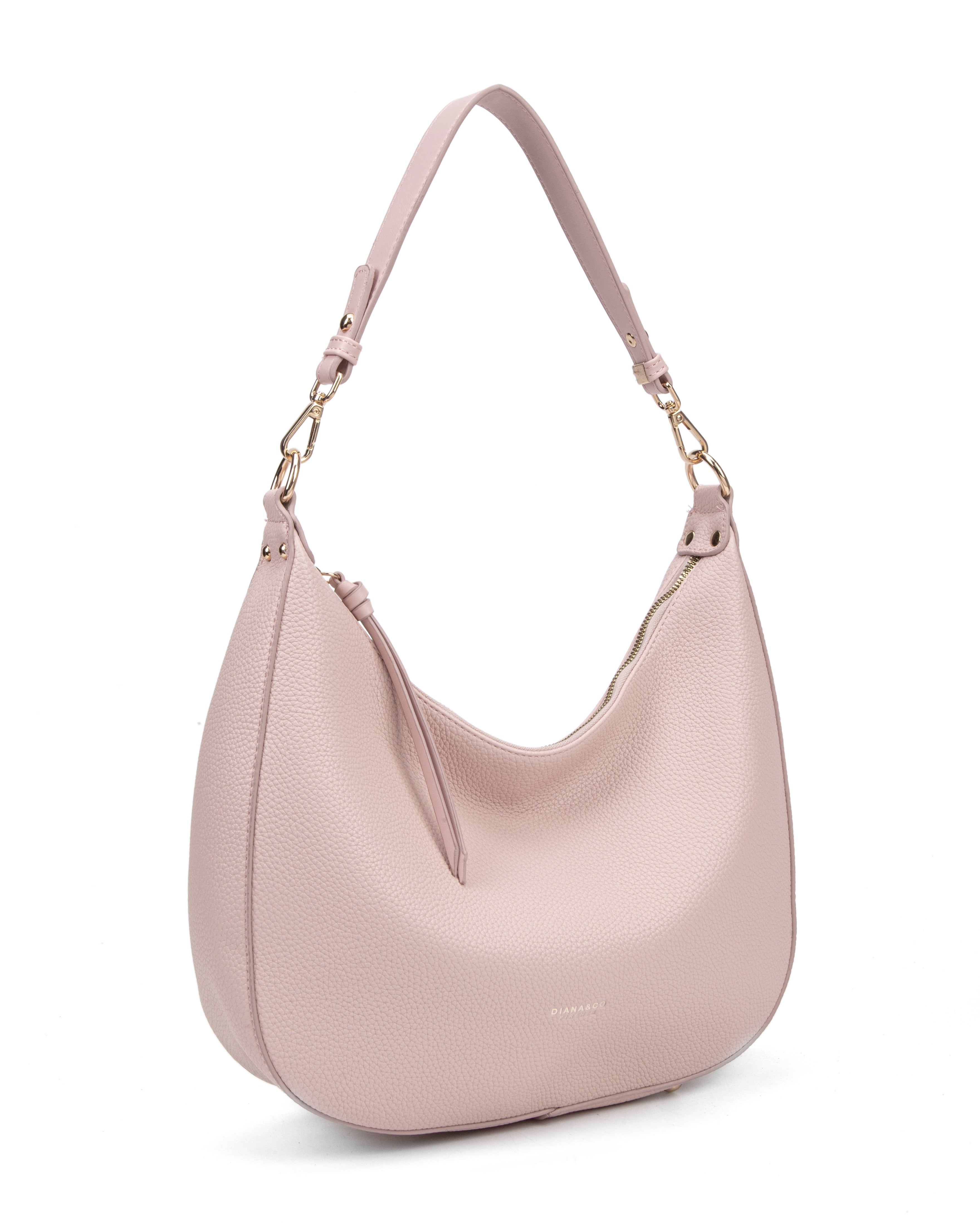 Borsa a spalla da donna 100% pelle vegana PU 715-1PT-ROSE Diana&co
