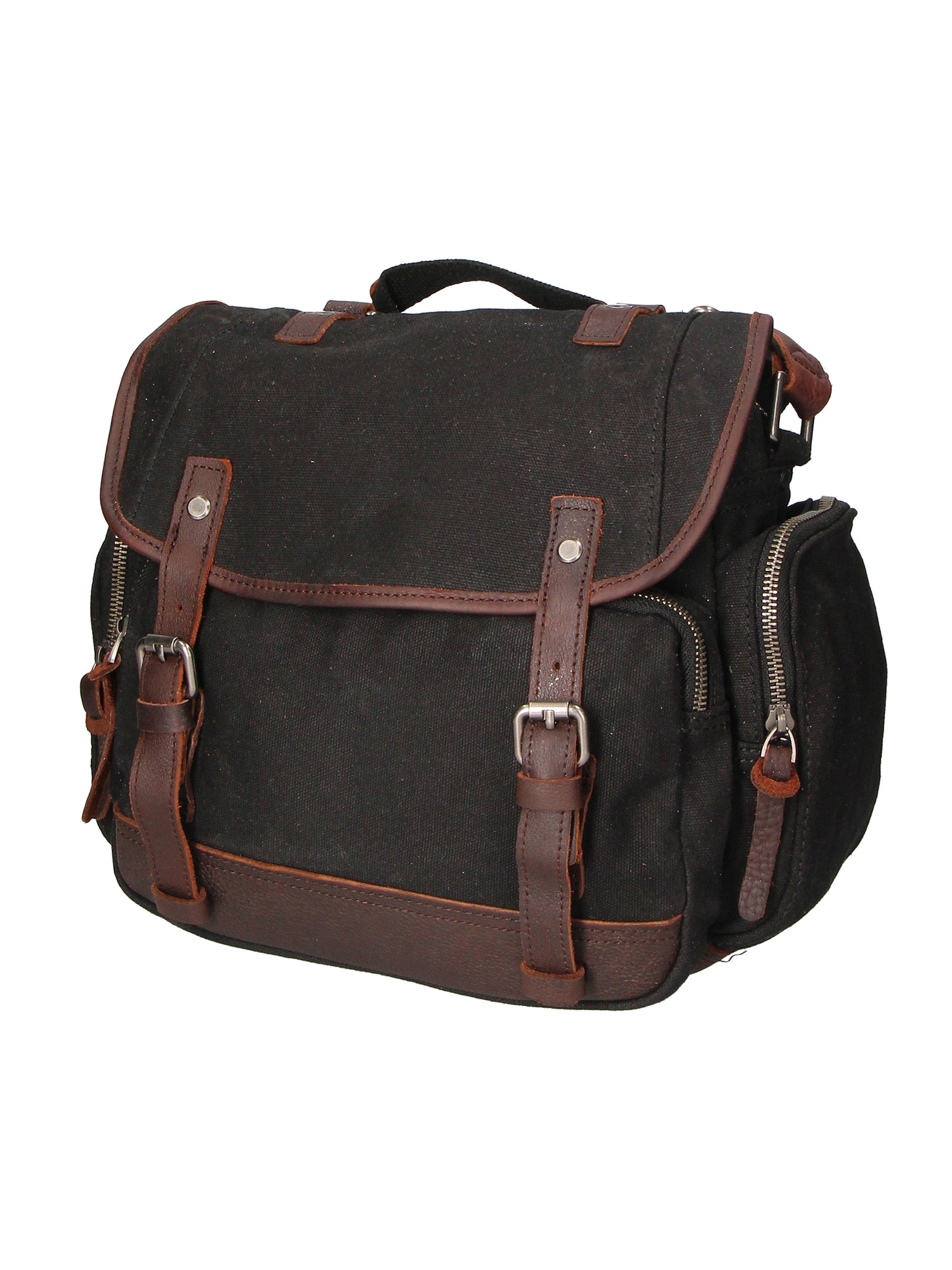 Mia Borsa a tracolla unisex Canvas e vera pelle ZG3003-NERO BLACK Gave Lux