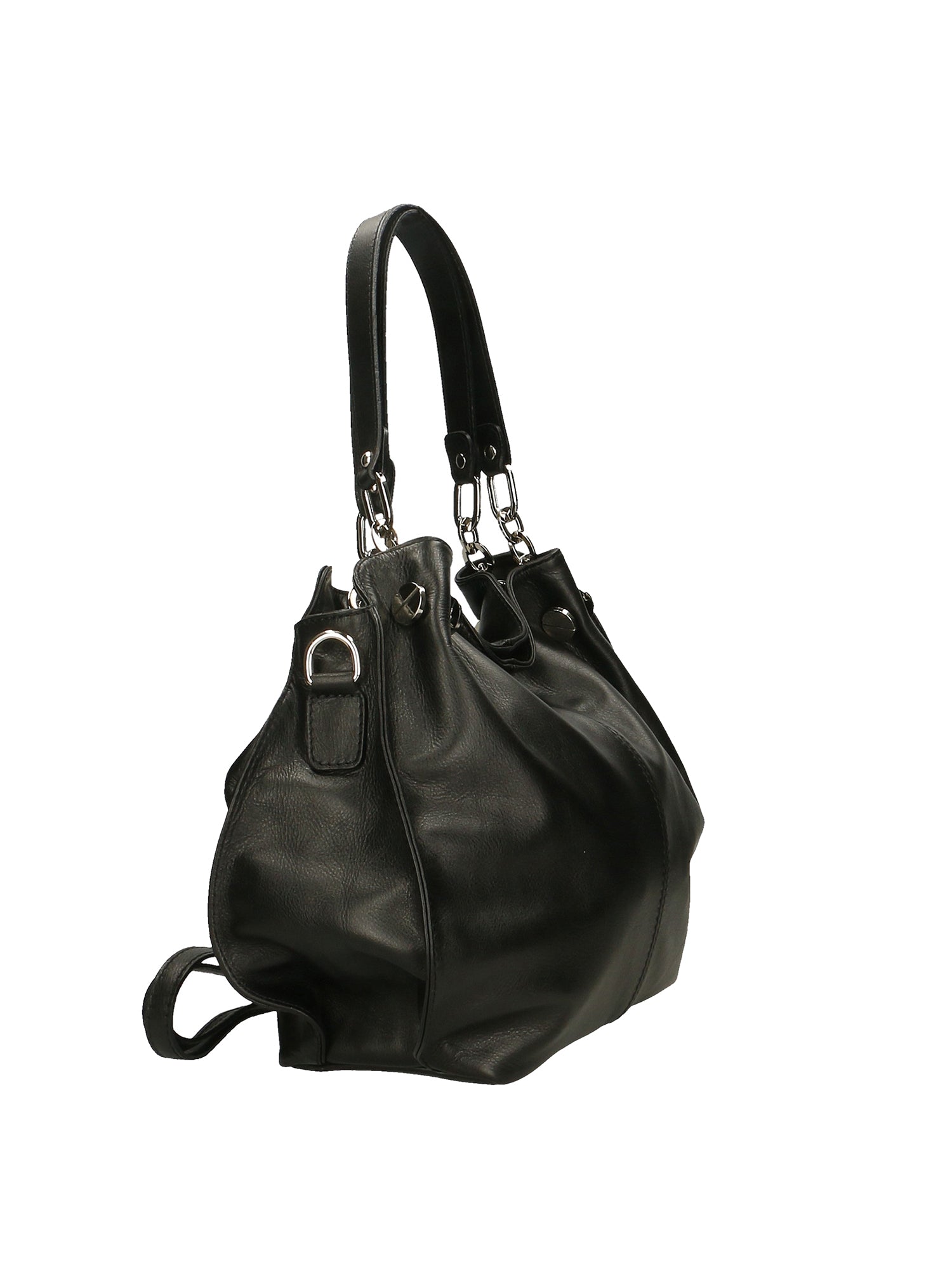 Ereba Borsa a mano da donna Made in Italy 100% pelle 3305-NERO BLACK Gave Lux