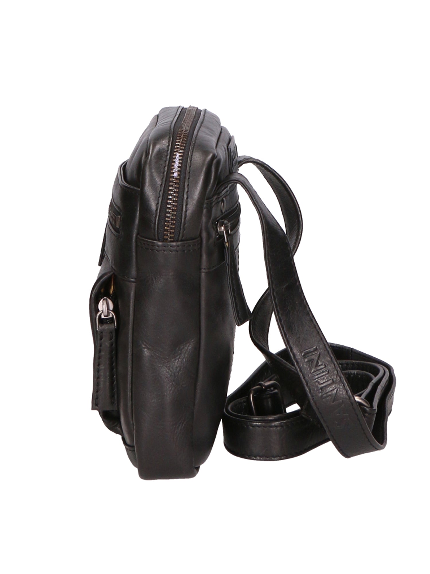 Borsa a tracolla unisex vera pelle 100% pelle di vacchetta SN5861347-BLACK Santini Firenze
