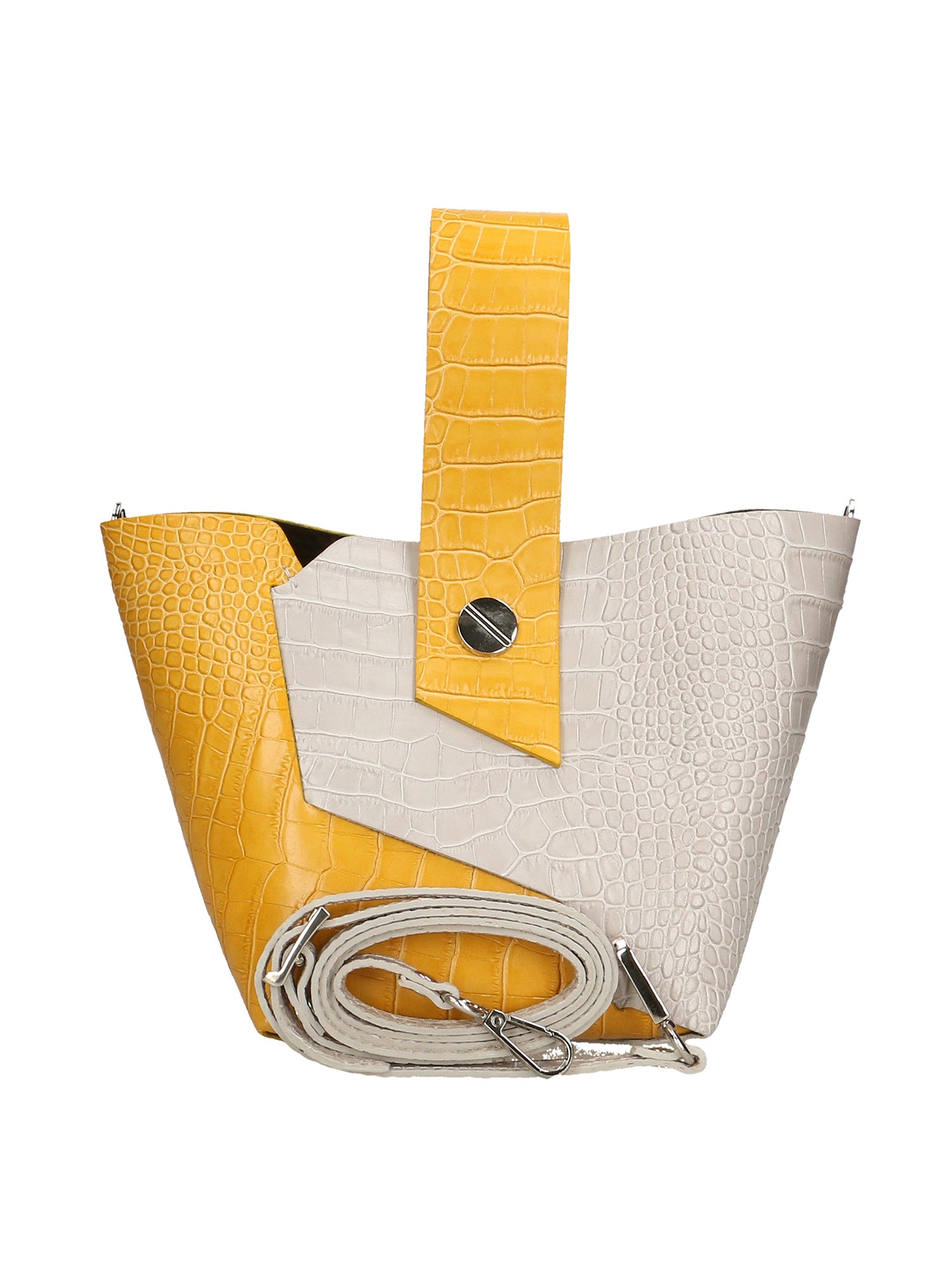 Ombretta Borsa a mano da donna Vera pelle 00643-C36+C16 SENAPE MUSTARD+GRIGIO GREY Gave Lux