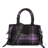 Borsa a mano da donna 100% lana e tessuto BUBY-TARTAN-M-DARK MAUVE Marc Ellis