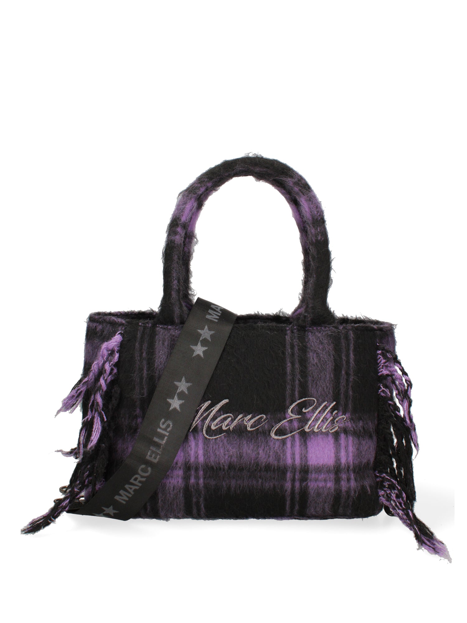 Borsa a mano da donna 100% lana e tessuto BUBY-TARTAN-M-DARK MAUVE Marc Ellis