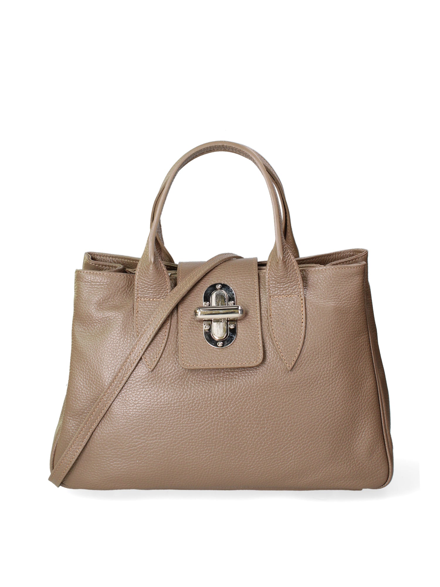 Ascoli Borsa a mano da donna Pelle stampata cocco 7718-D40 TAUPE Gave Lux