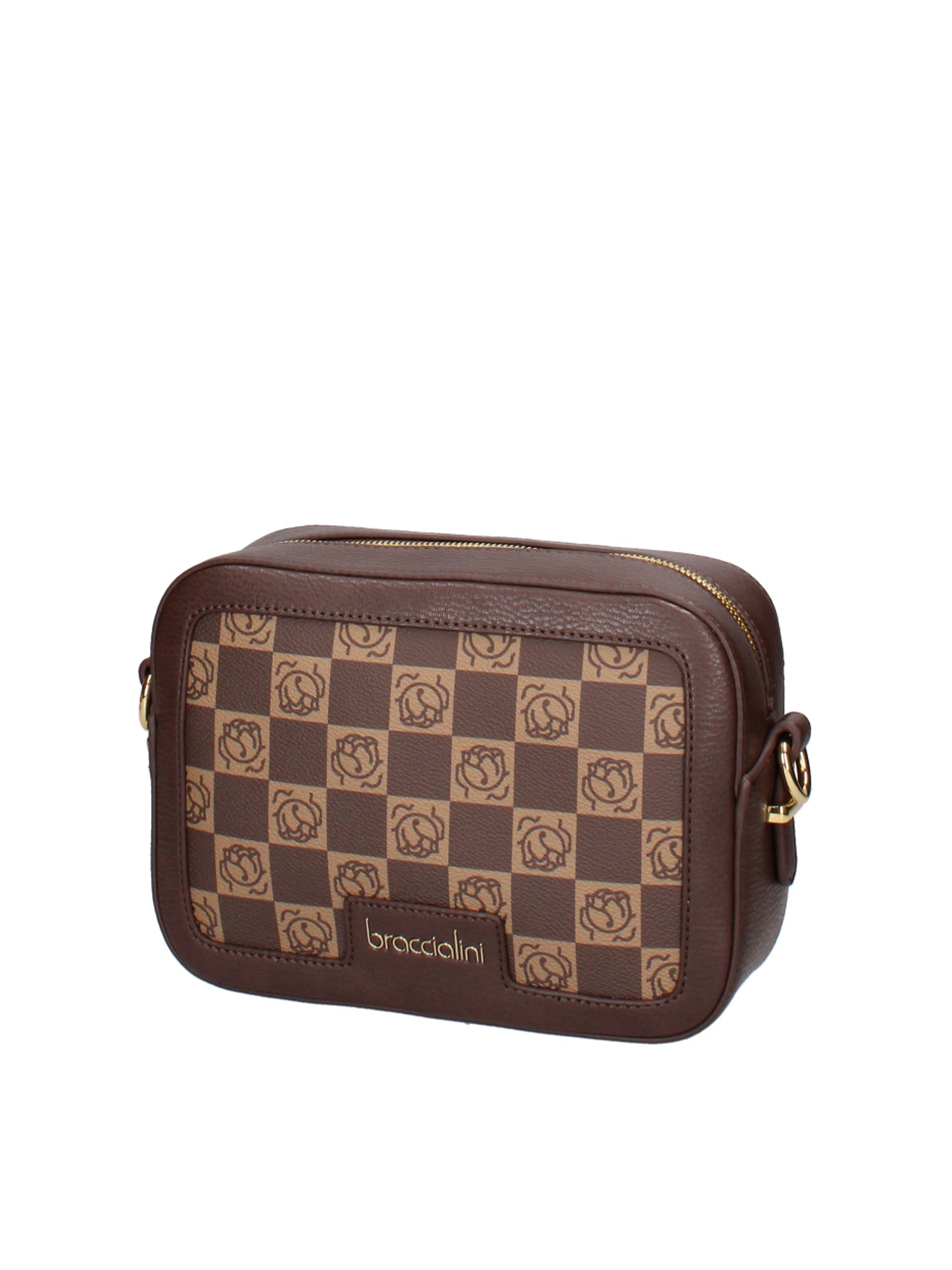 Brisella Borsa a tracolla da donna 100% poliuretano B16175-MARRONE Braccialini