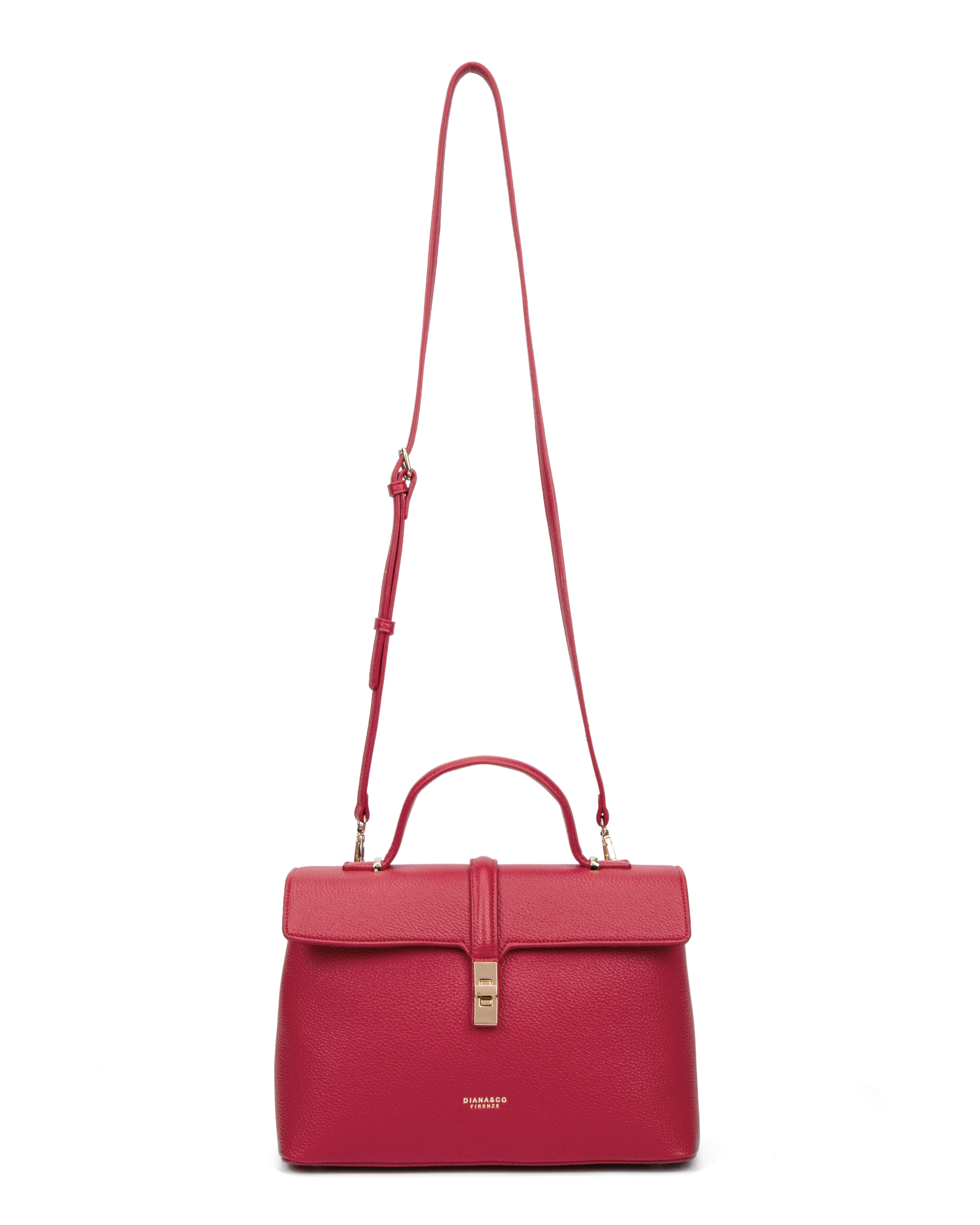 Borsa a mano da donna 100% pelle vegana PU 755-2PT-RED Diana&co