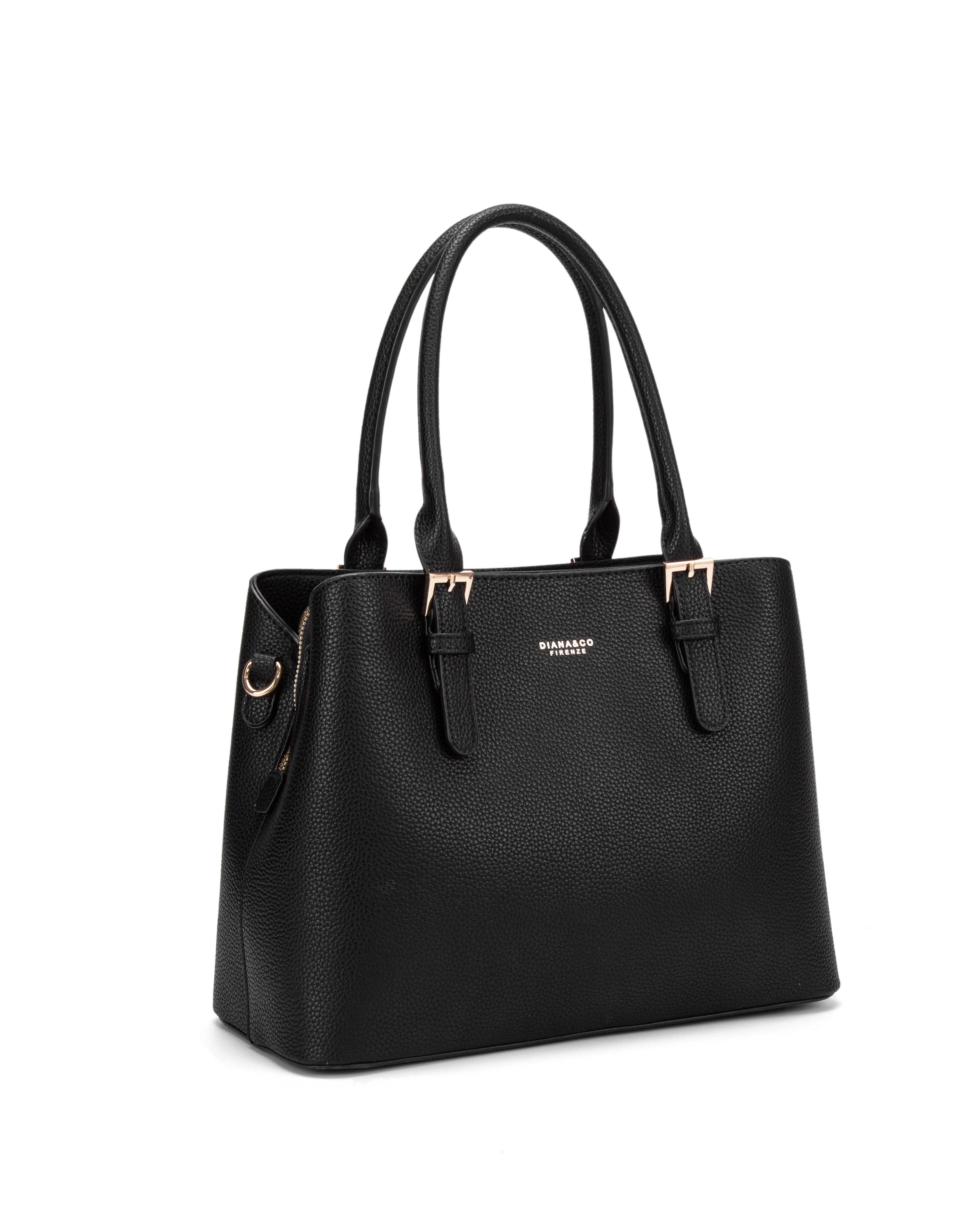 Borsa a mano da donna 100% pelle vegana PU 716-2PT-BLACK Diana&co