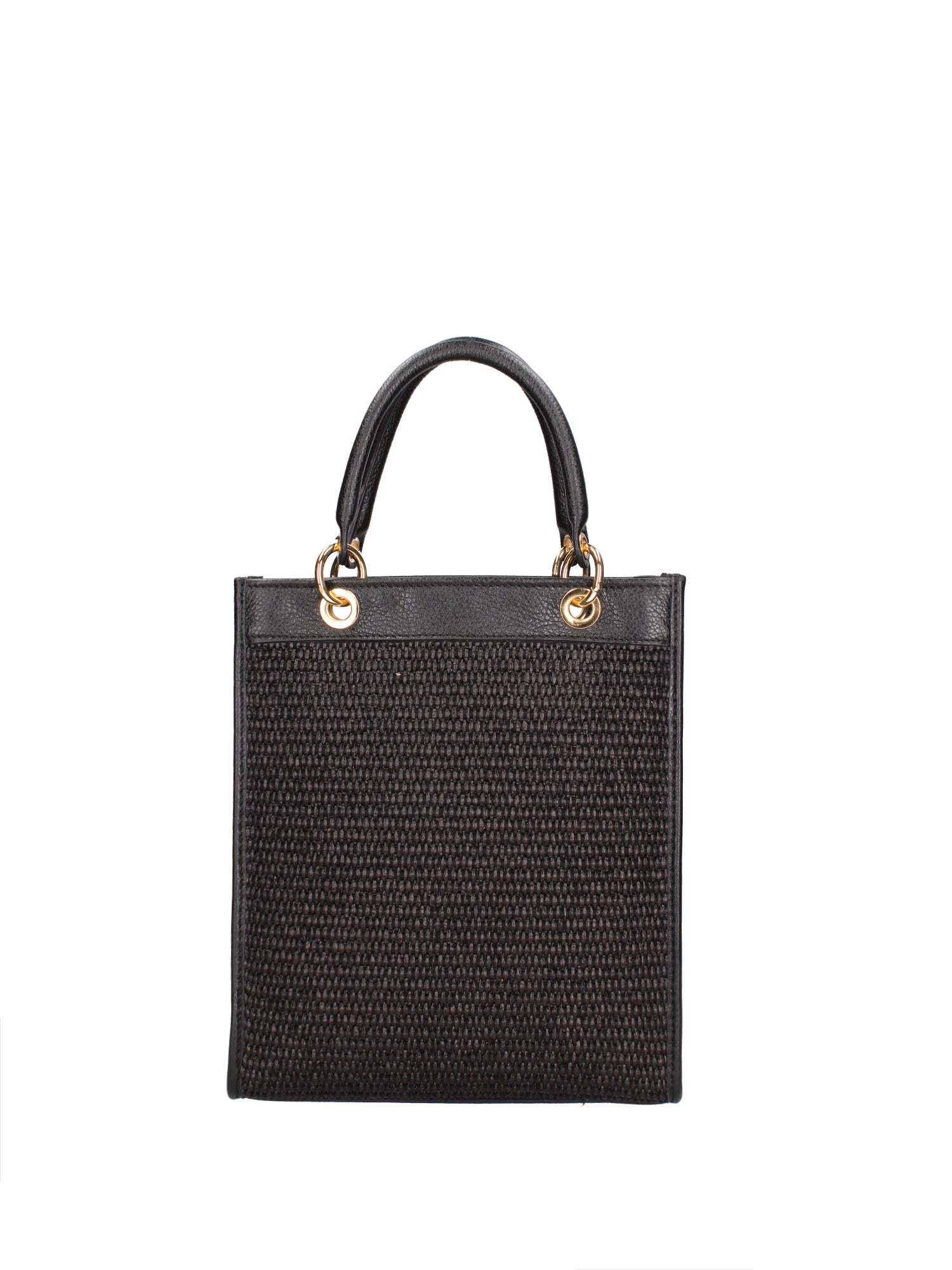 Borsa a mano da donna Misto pelle e tessuto 07149-12 NERO Roberta Rossi