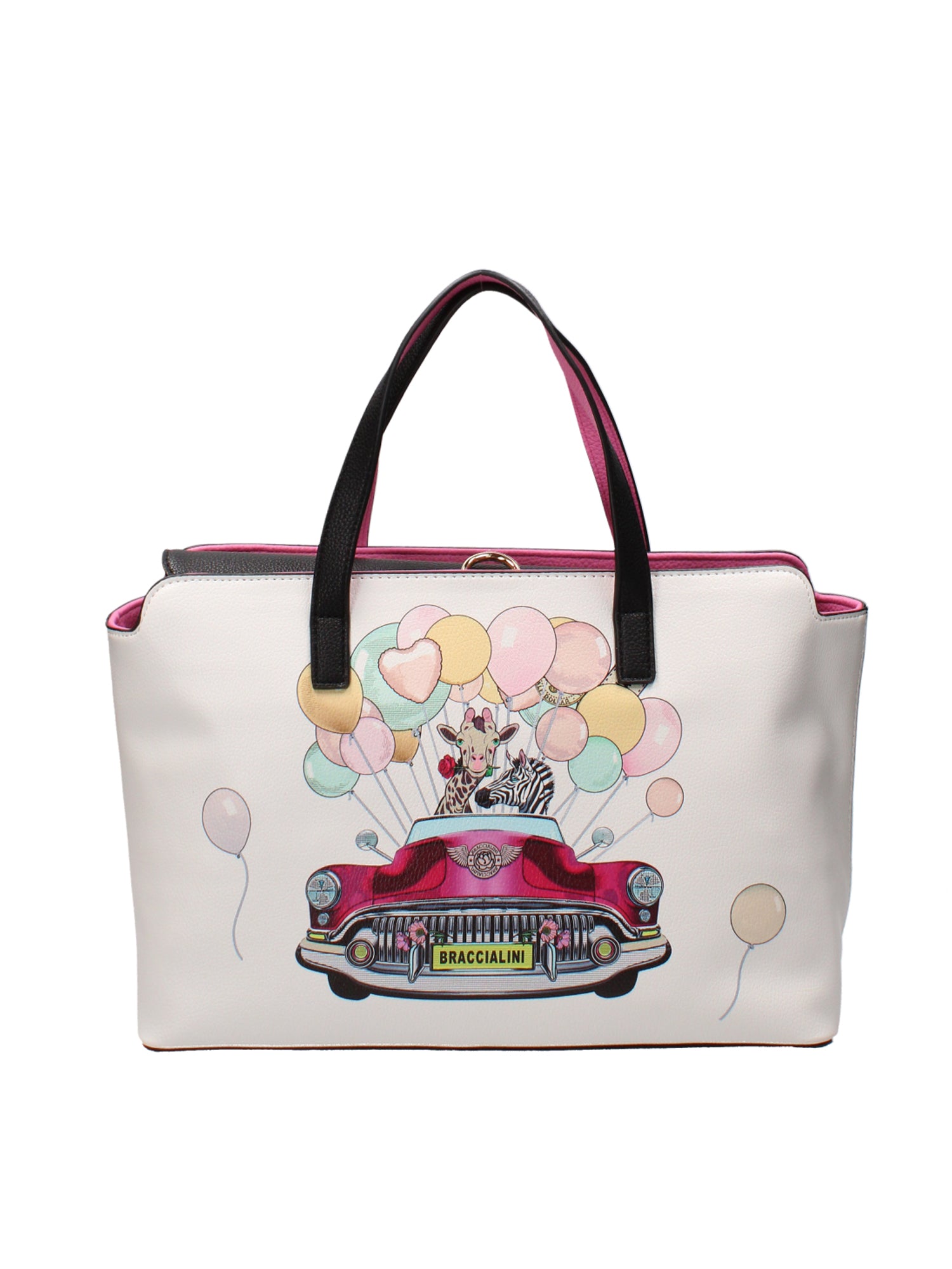 100% poliuretano B16442-BIANCO Borsa a mano da donna Modello Allegria Braccialini