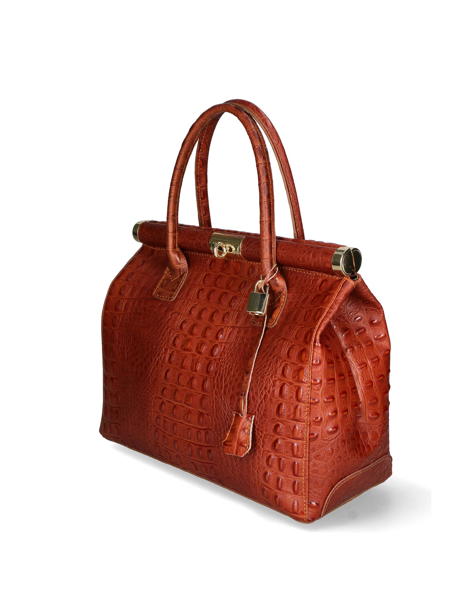 Deborah Borsa a mano da donna Pelle Croco Stampata 7727-C17 CUOIO COGNAC Gave Lux