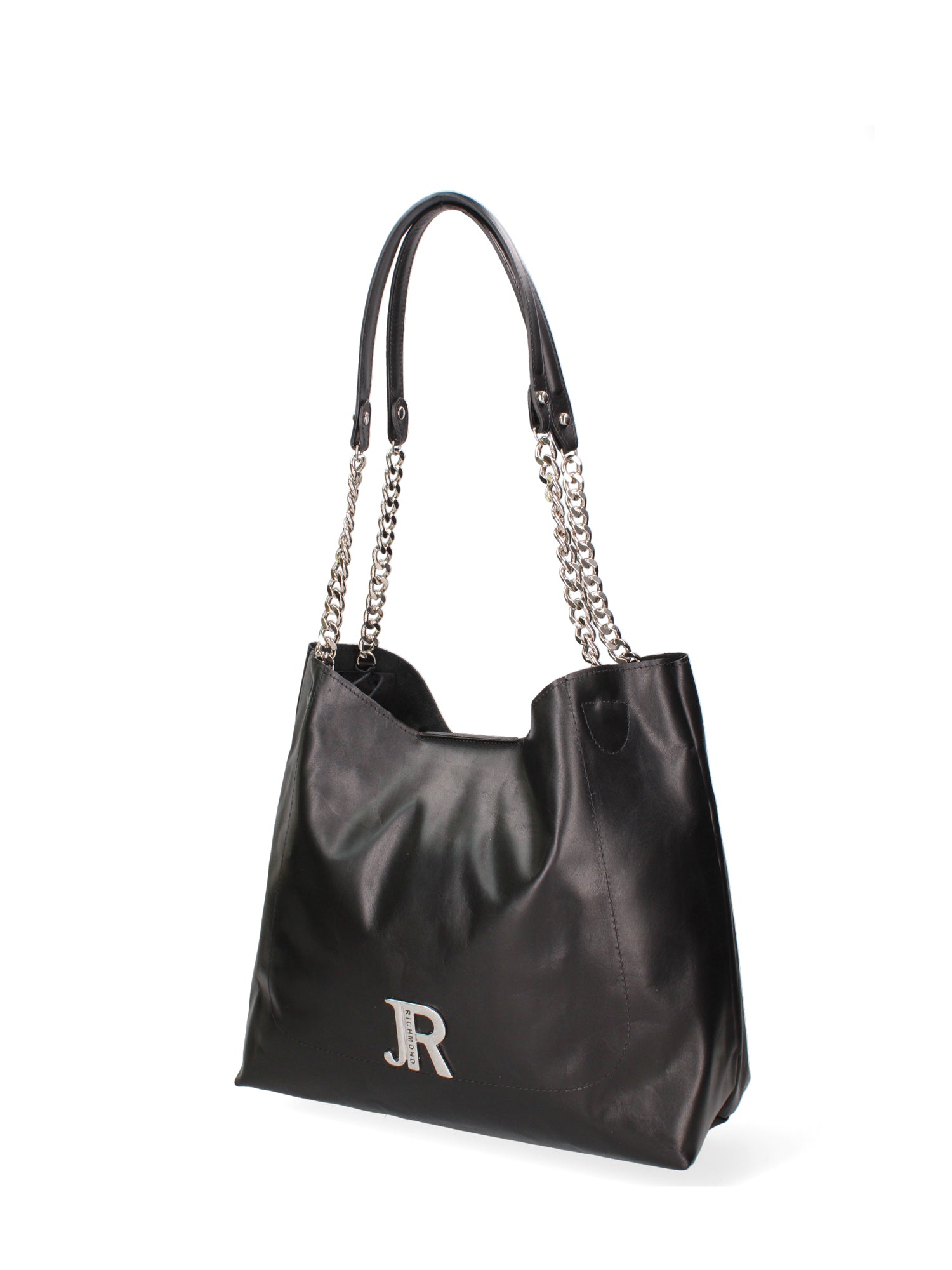 Borsa a spalla da donna 100% vera pelle JR-W-1100-TY-BLACK + SILVER John Richmond