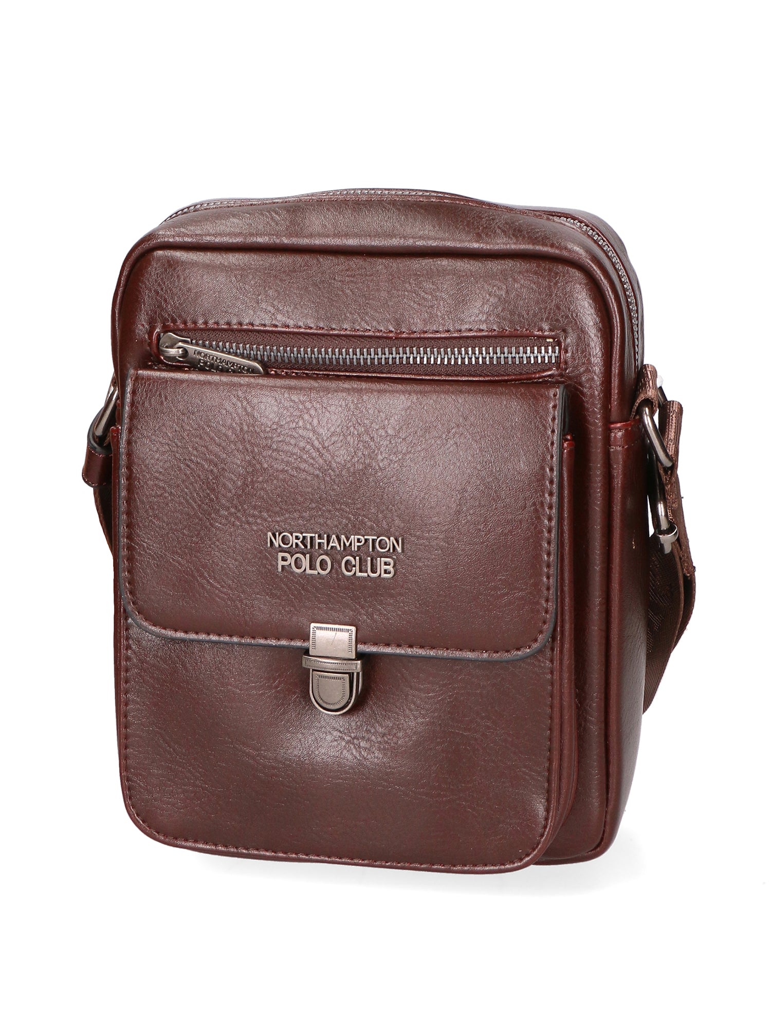 Borsa a tracolla uomo in pelle PU Casual PCL3083-BROWN Northampton Polo Club
