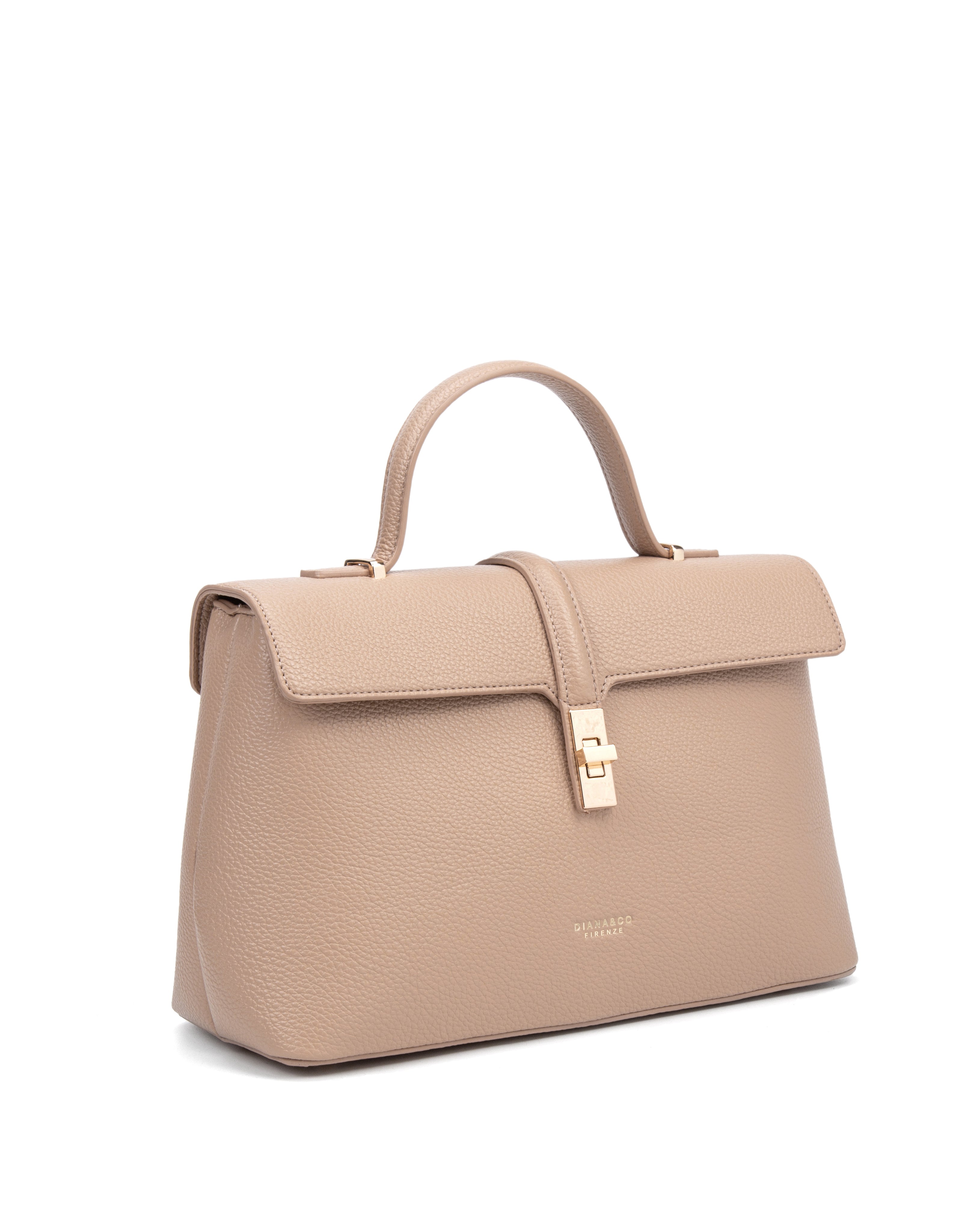 Borsa a mano da donna 100% pelle vegana PU 755-2PT-CAFFELATTE Diana&co