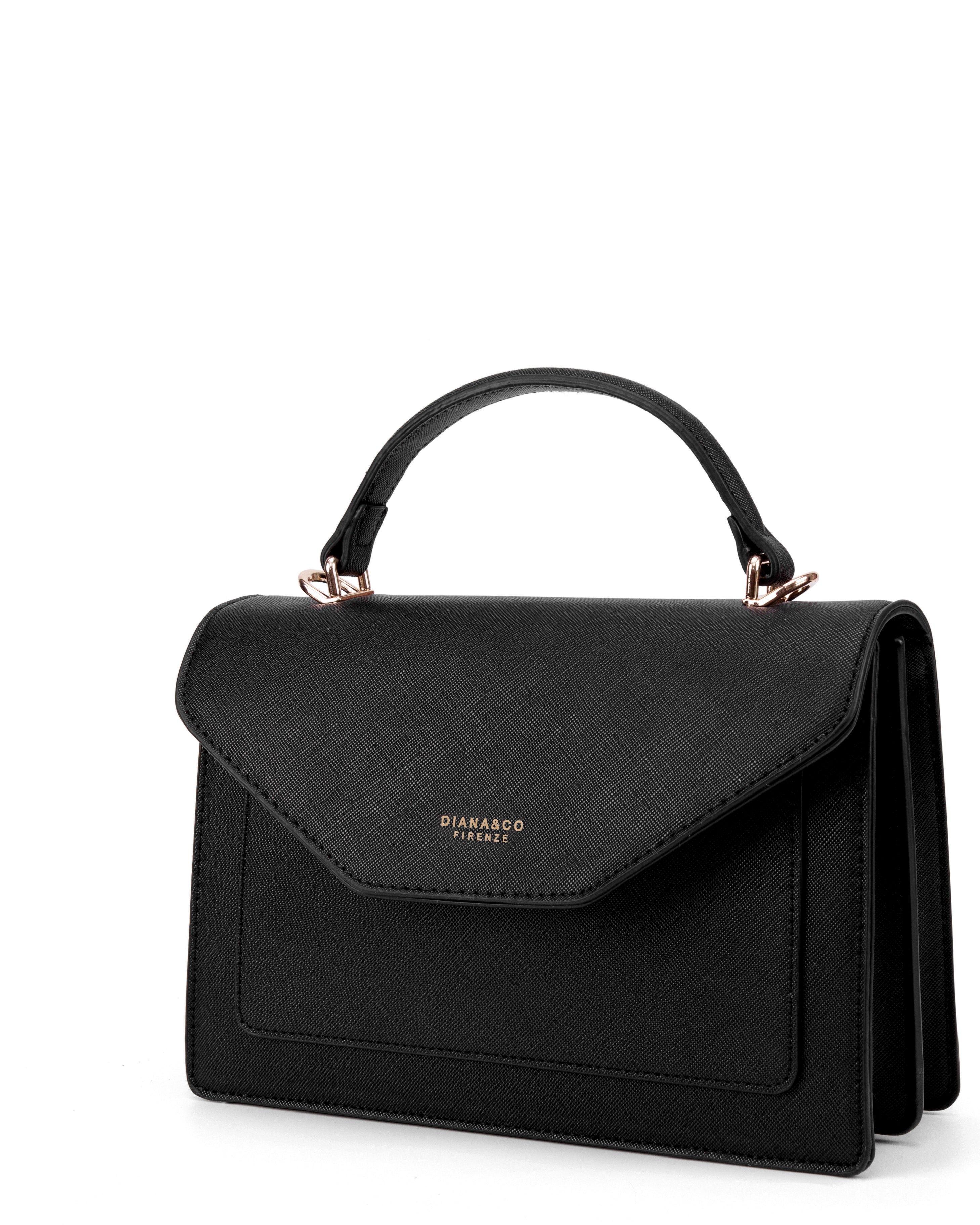 Borsa a mano da donna 100% pelle vegana PU 700-2PT-BLACK Diana&co