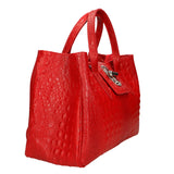 Ascoli Borsa a mano da donna Pelle stampata cocco 7718-ROSSO RED Gave Lux
