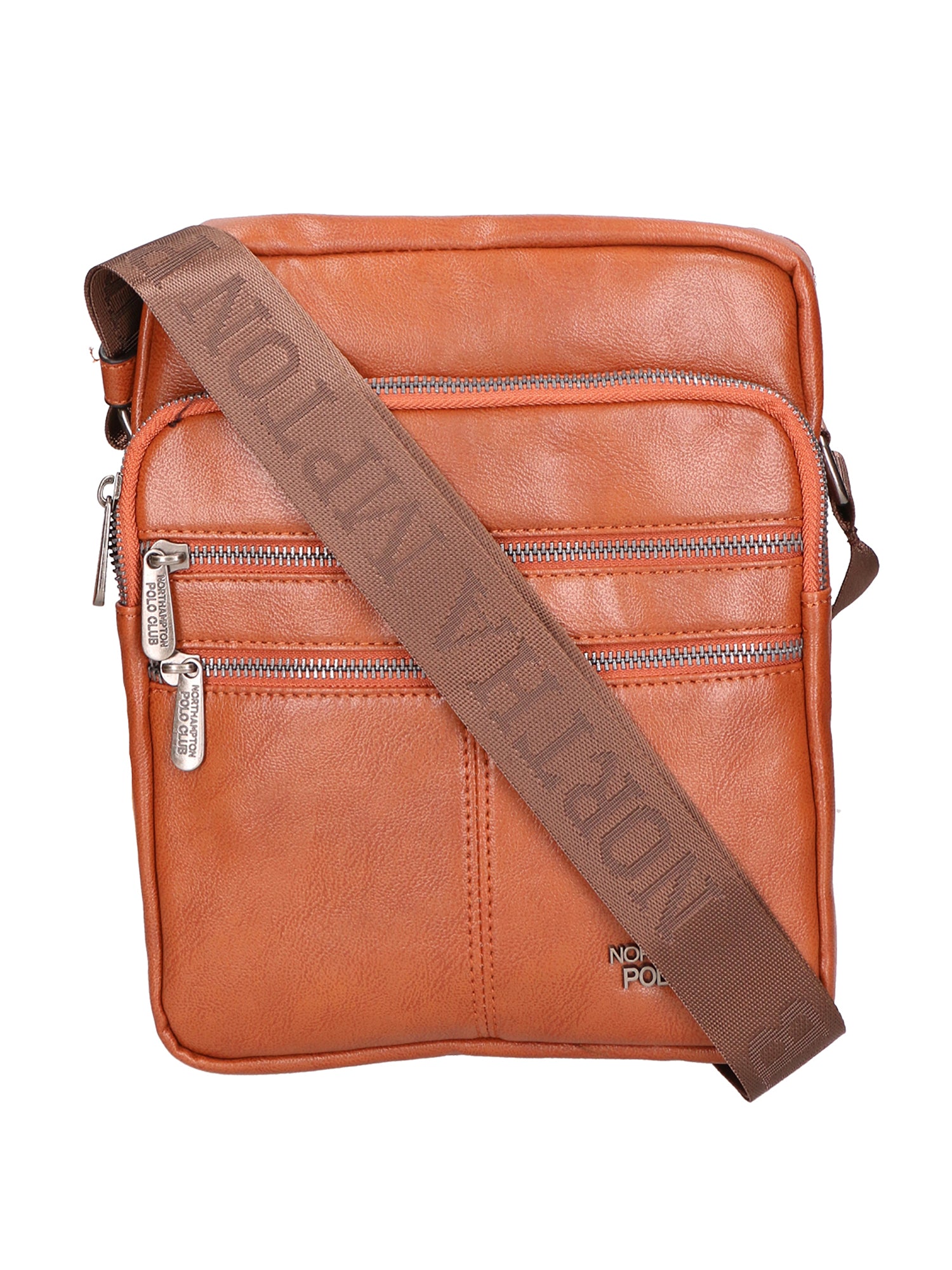 Borsa a tracolla uomo 100% pelle PU PCL3103-BROWN Northampton Polo Club