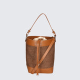 Lisbeth Borsa a secchiello da donna Misto pelle e tessuto 05165-141+S44 CUOIO Gave Lux