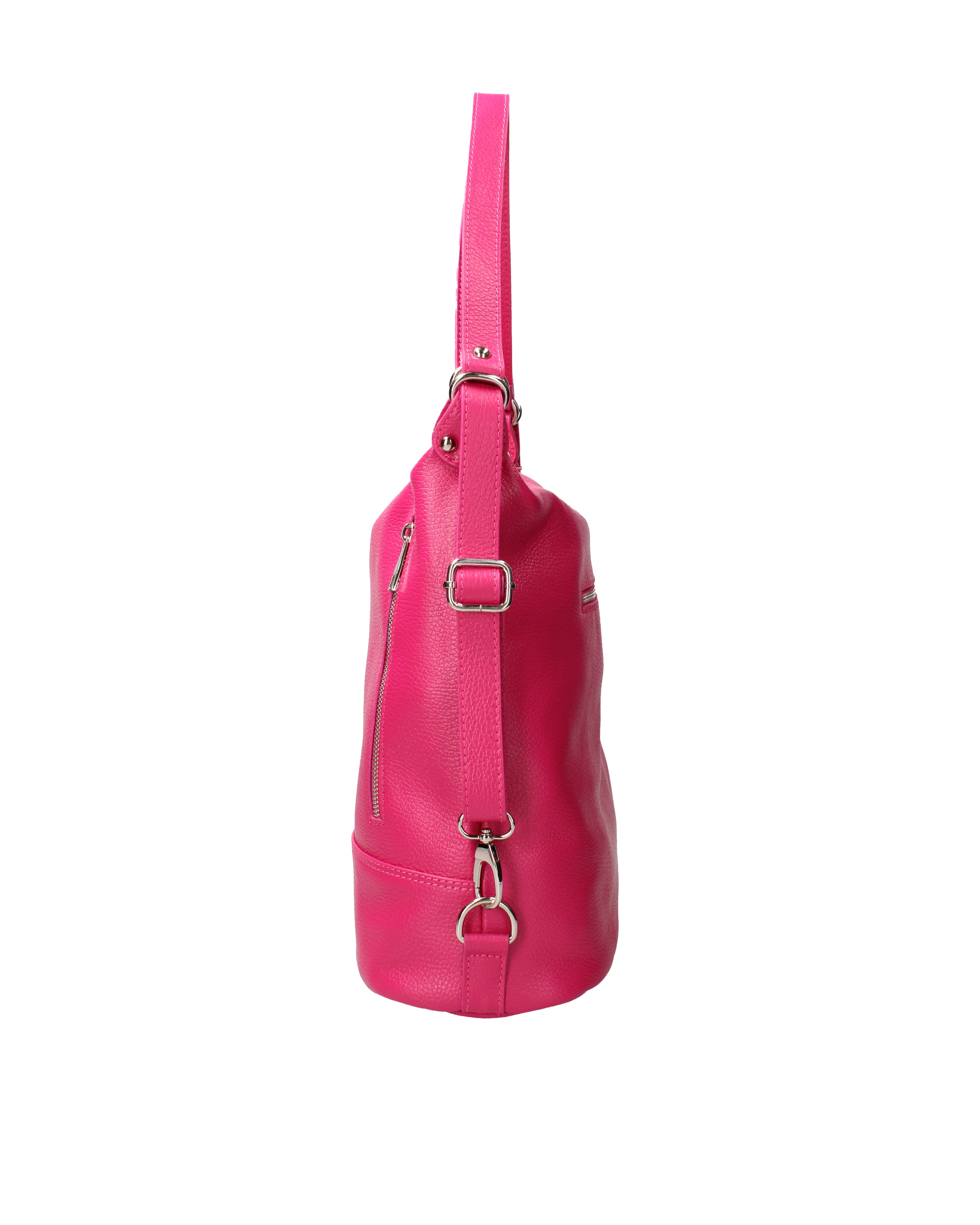 Vera pelle 07135-D02 FUXIA Borsa a spalla convertibile Anjelica Viola Castellani