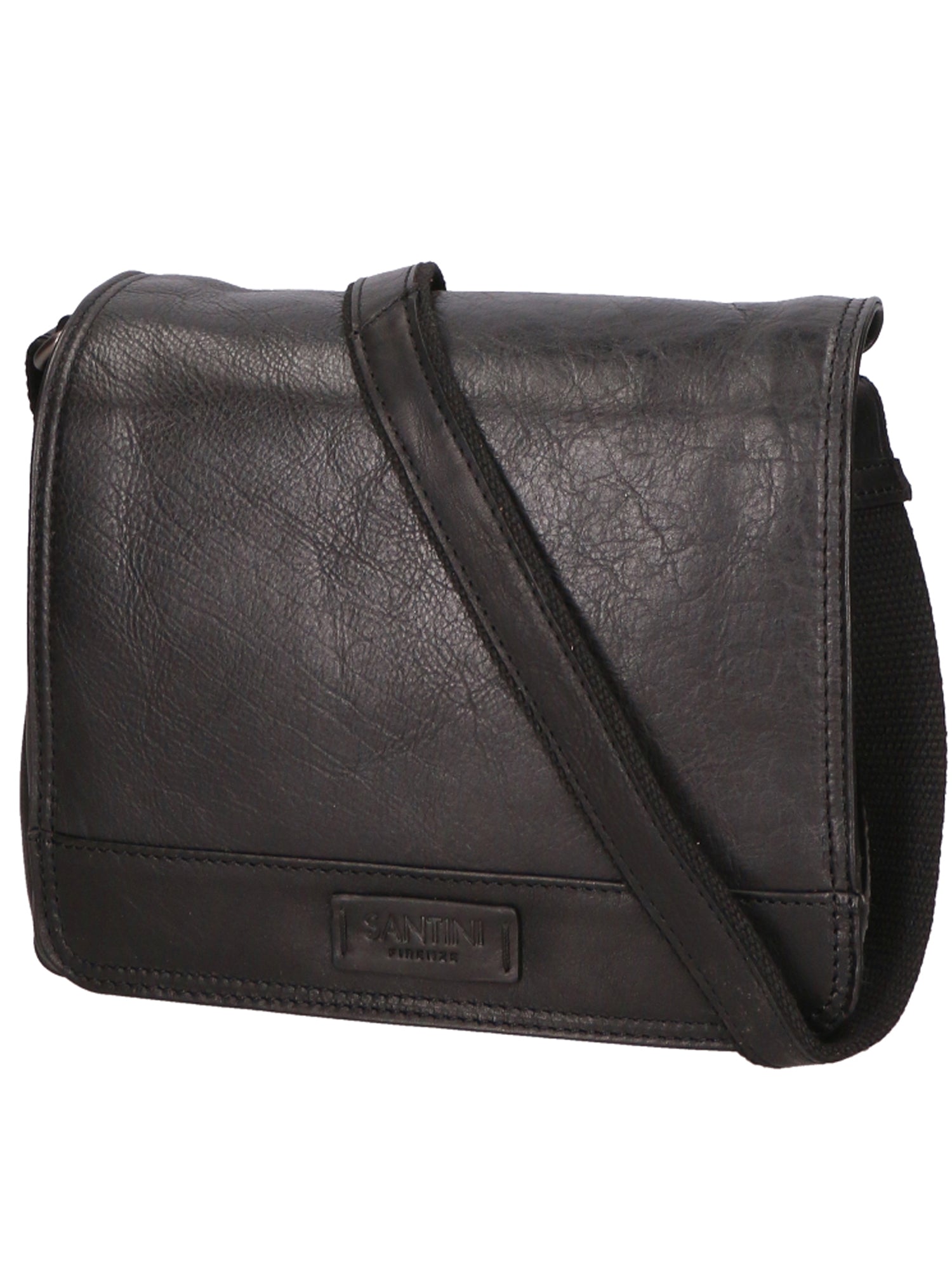 Borsa a tracolla unisex Made in Italy Vera pelle SN5863047-BLACK Santini Firenze