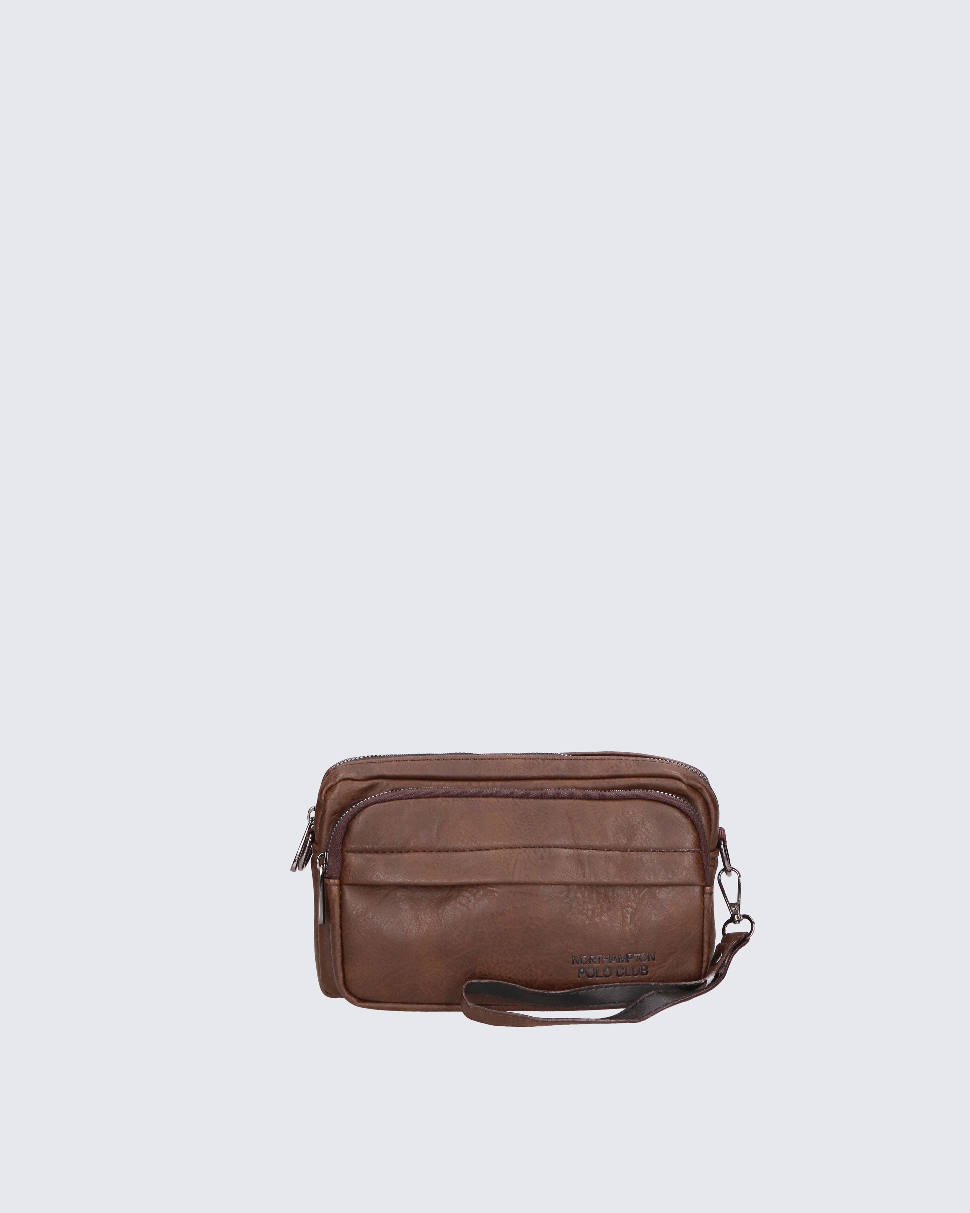 Pochette uomo in pelle PU Vegan PCL3048-BROWN Northampton Polo Club