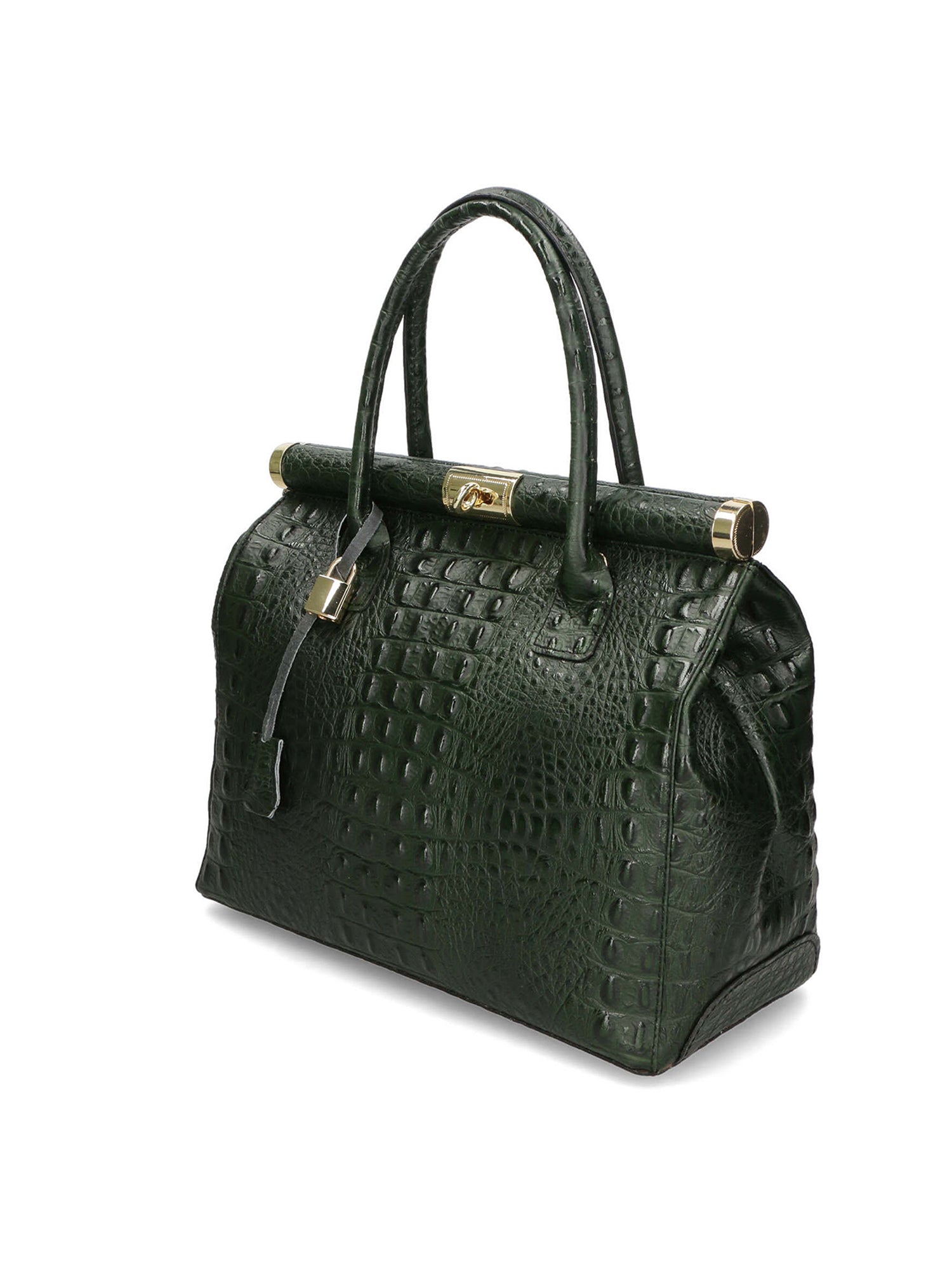 Deborah Borsa a mano da donna Pelle Croco Stampata 7727-C14 VERDE SCURO Gave Lux