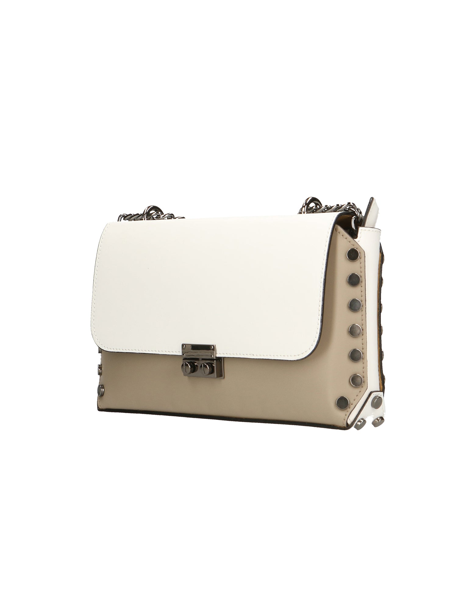 Vera pelle 8641-FANGO+BIANCO Borsa a tracolla da donna Evanthe Pro Gave Lux