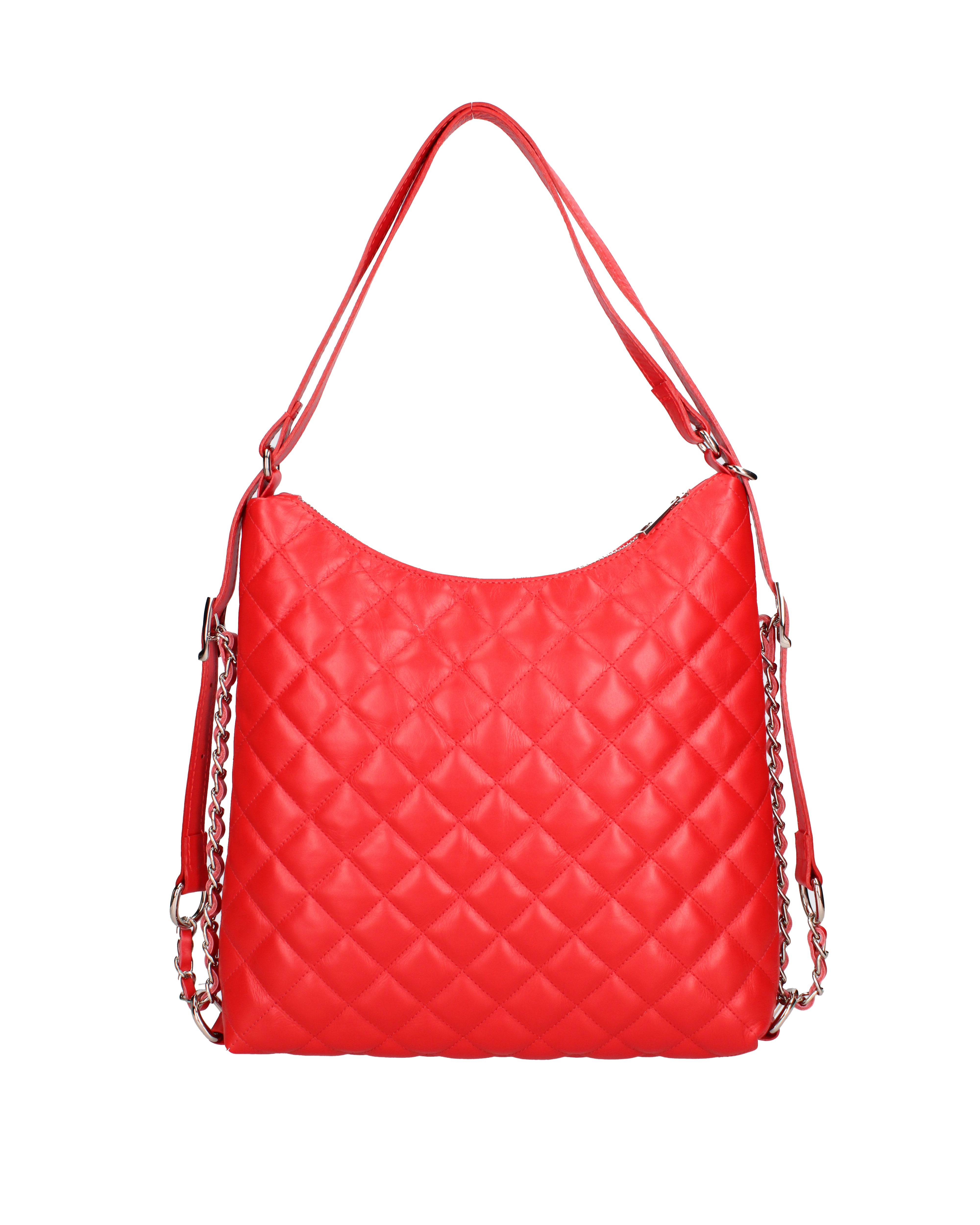 Borsa a spalla convertibile in zaino Vera pelle 07144-S58 ROSSO FUOCO Roberta Rossi