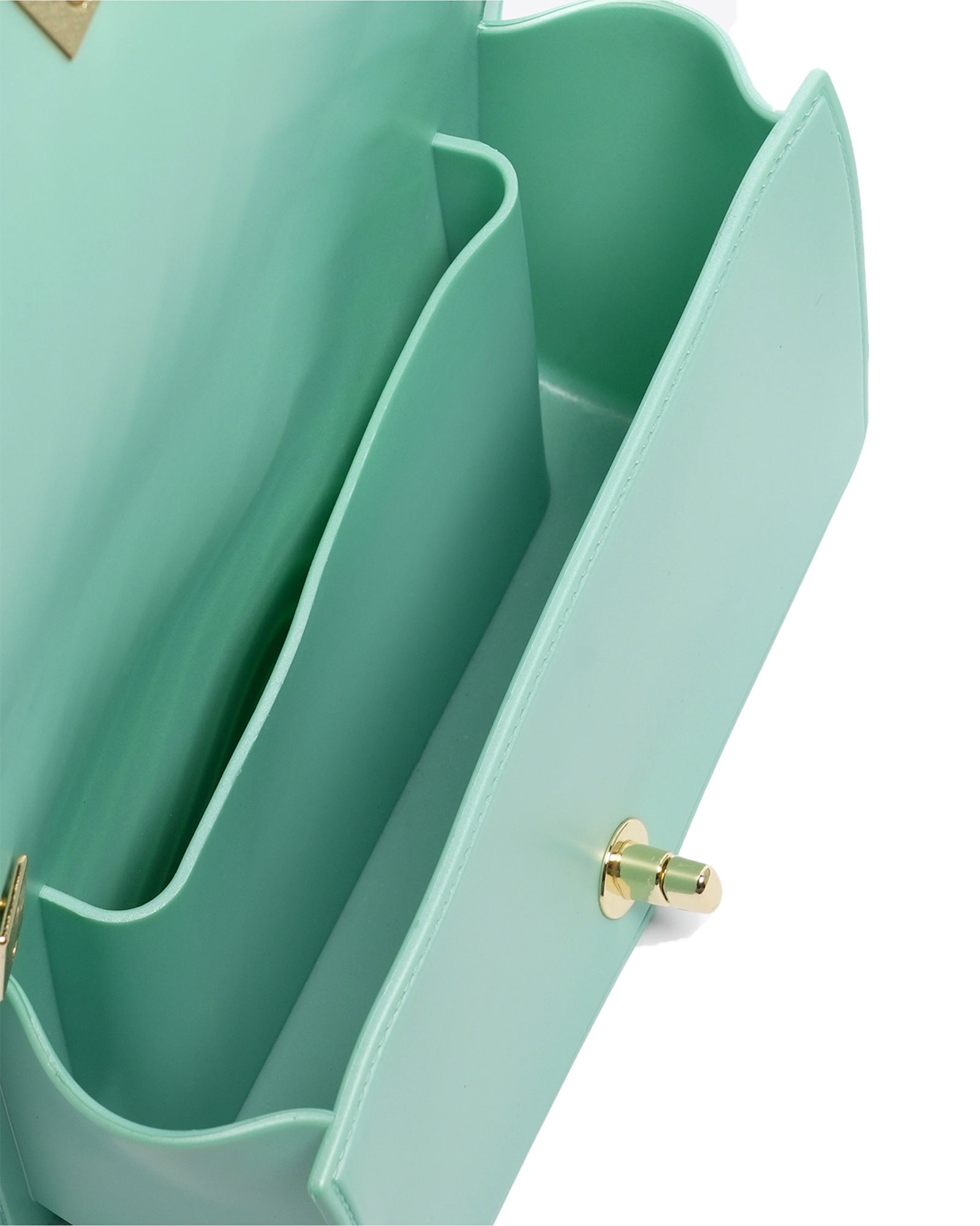 Borsa a mano da donna 100% Pvc FLAT S-VERDE ACQUA + LIGHT GOLD Marc Ellis