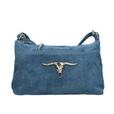 Embera Elite Borsa a tracolla donna Vera pelle scamosciata 8650-BLU Gave Lux