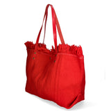 Agnese Borsa Shopper da donna Cotone e pelle 04649-D08 ROSSO RED Gave Lux