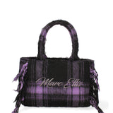 Borsa a mano da donna 100% lana e tessuto BUBY-TARTAN-M-DARK MAUVE Marc Ellis