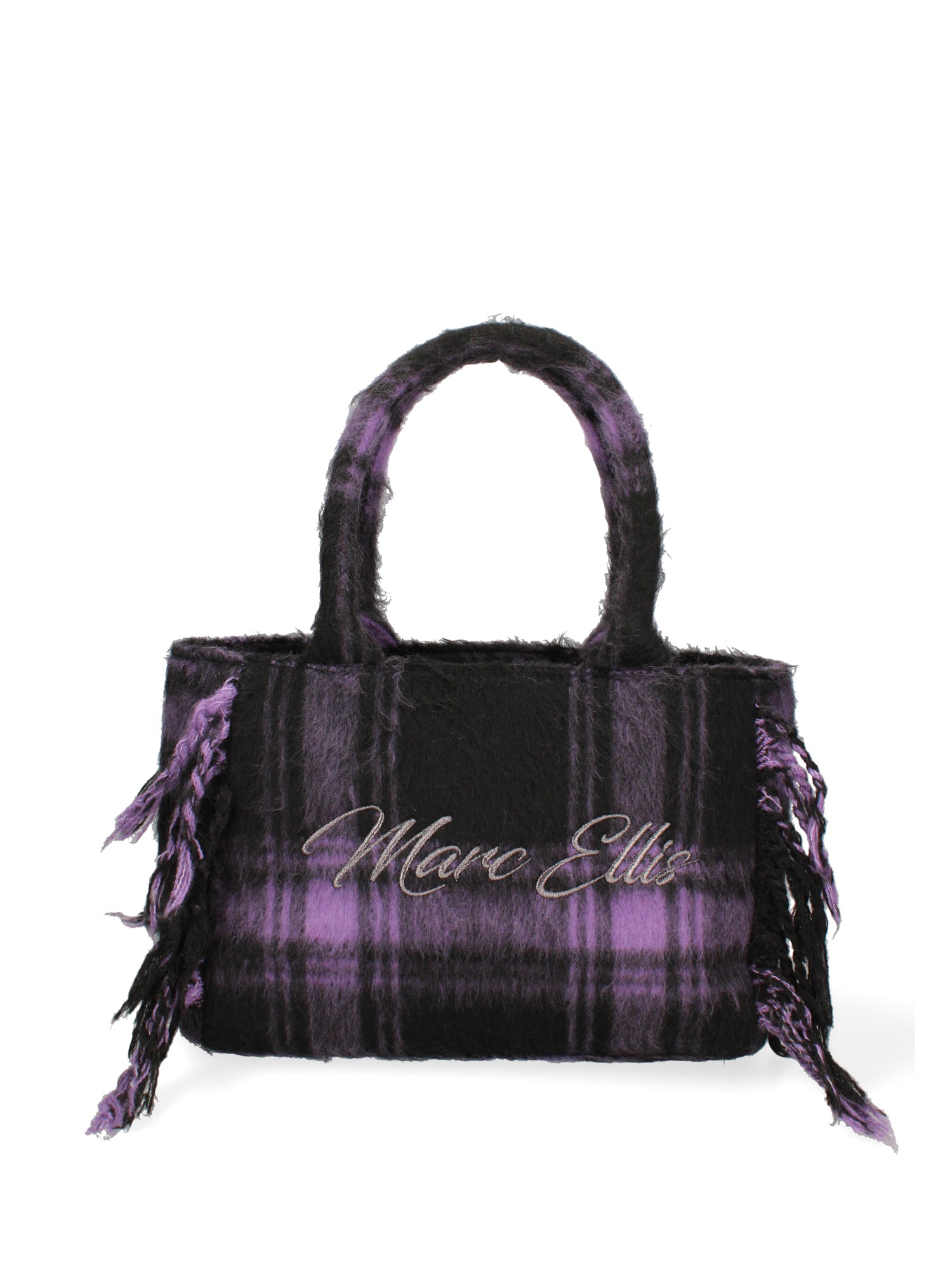 Borsa a mano da donna 100% lana e tessuto BUBY-TARTAN-M-DARK MAUVE Marc Ellis