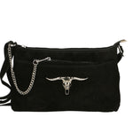 Embera Elite Borsa a tracolla donna Vera pelle scamosciata 8650-NERO Gave Lux