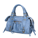 Erisia Borsa a spalla da donna Vera pelle 06091-BLU JEANS Gave Lux