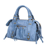Erisia Borsa a spalla da donna Vera pelle 06091-BLU JEANS Gave Lux