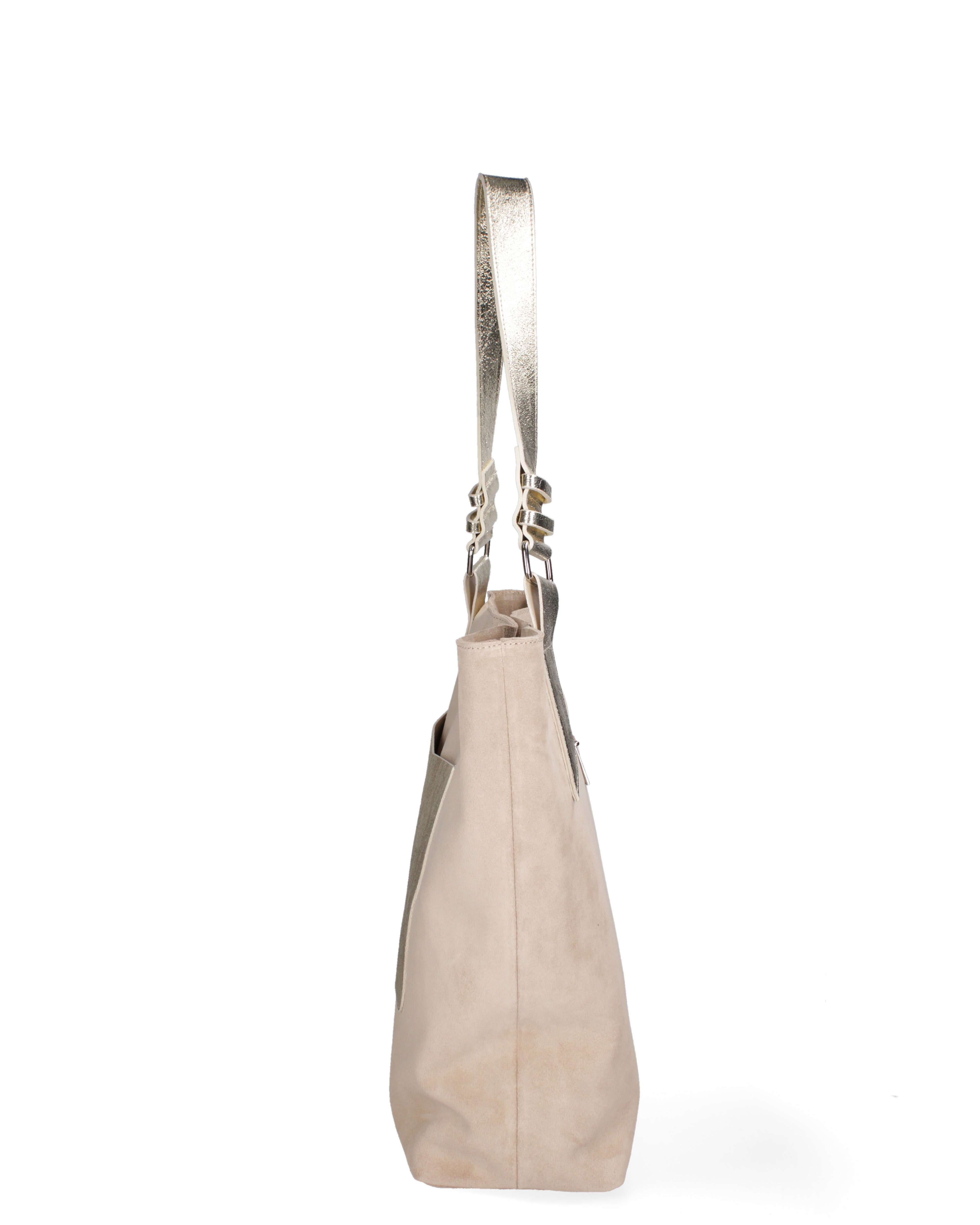Borsa a spalla da donna Vera pelle 07312-D04 TAUPE+L005 Roberta Rossi