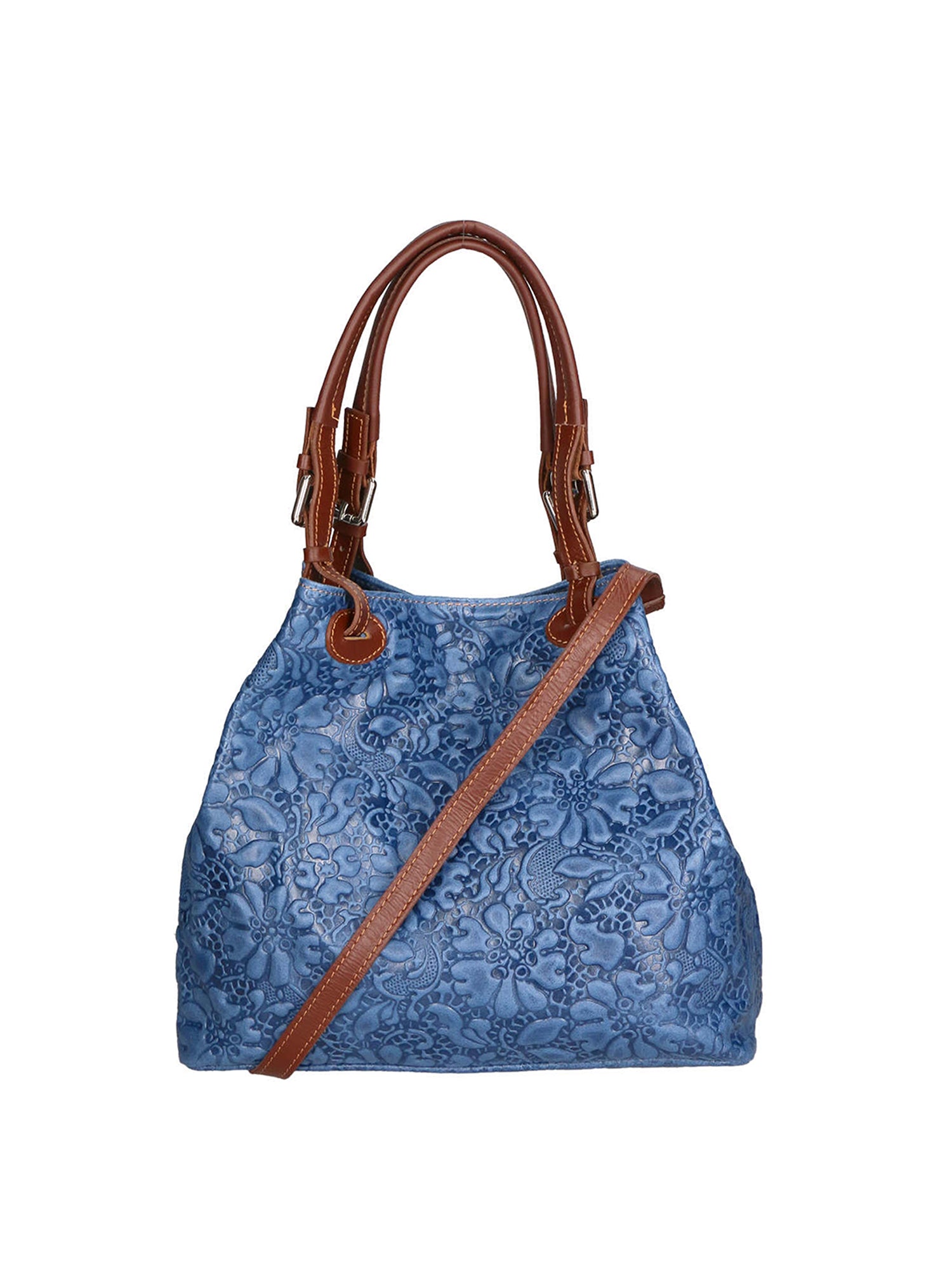 Elenia Borsa a mano da donna Vera pelle 80049-012 BLU JEANS Gave Lux