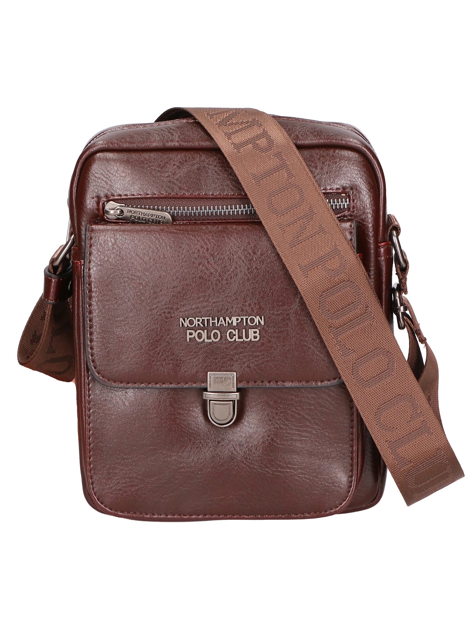 Borsa a tracolla uomo in pelle PU Casual PCL3083-BROWN Northampton Polo Club