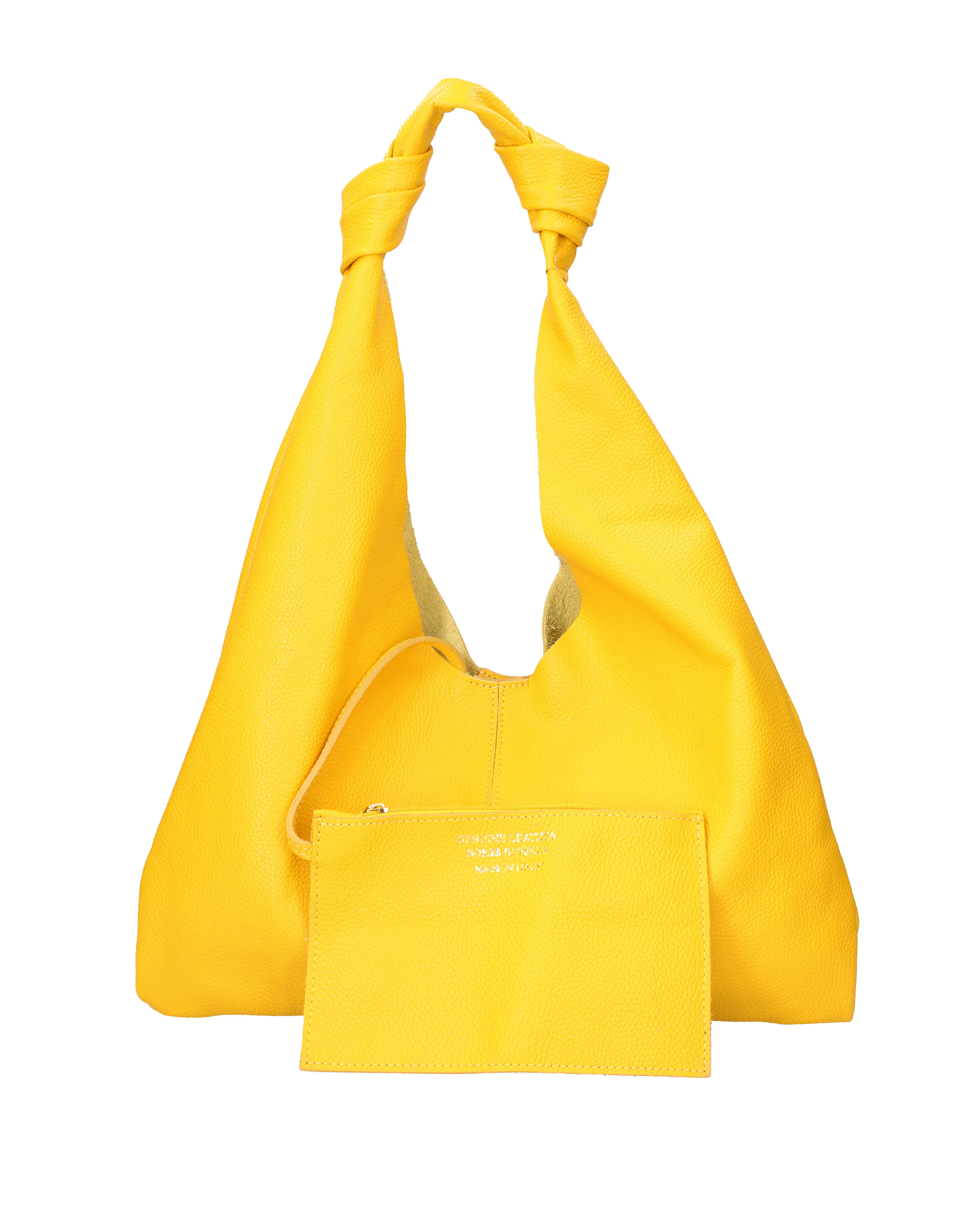 Borsa a spalla da donna 100% vera pelle 07156-D04 GIALLO Viola Castellani