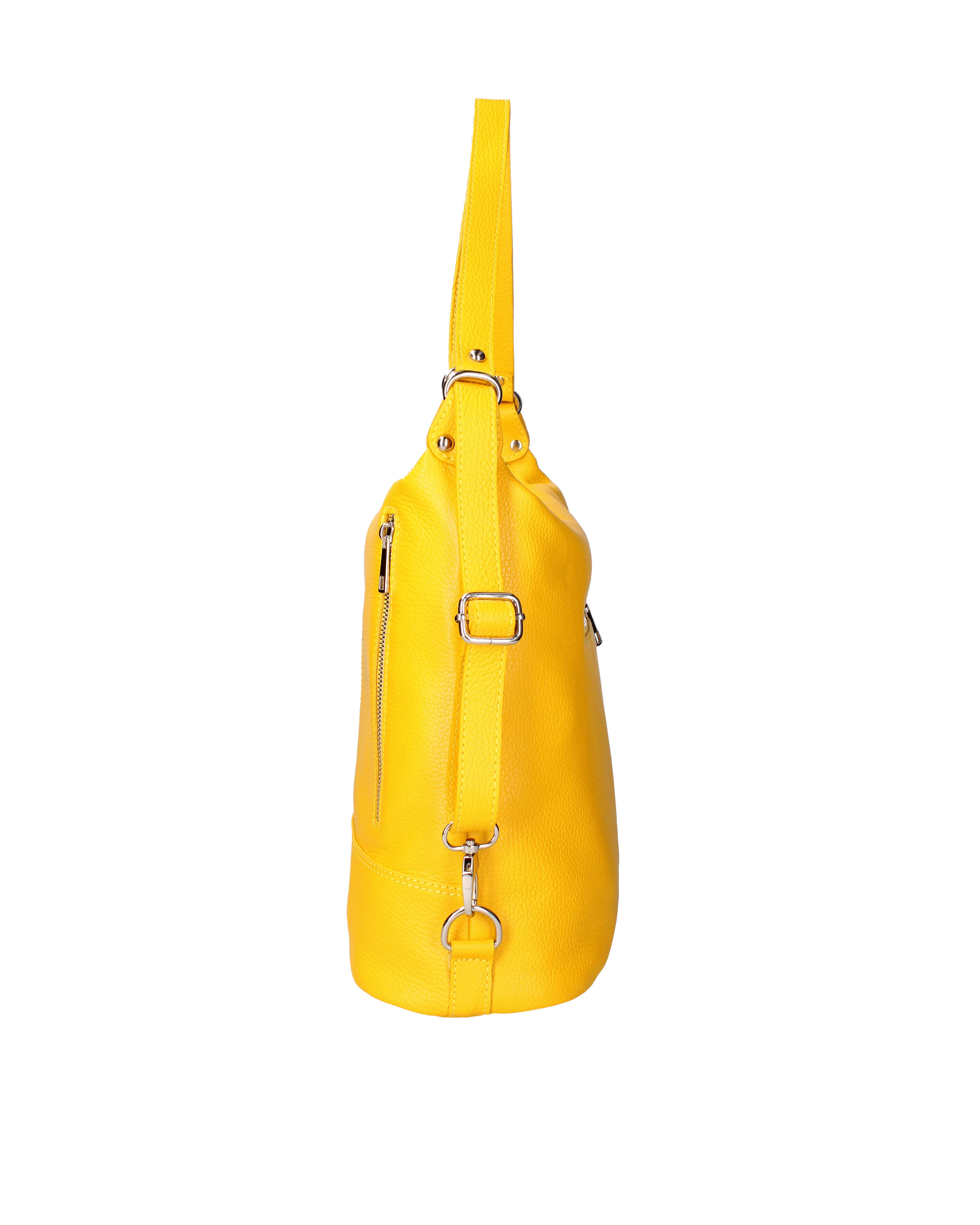 Vera pelle 07135-D04 GIALLO Borsa a spalla convertibile Anjelica Viola Castellani