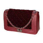 Valeriana Borsa a tracolla da donna Velluto e pelle 1139-BORDO Gave Lux