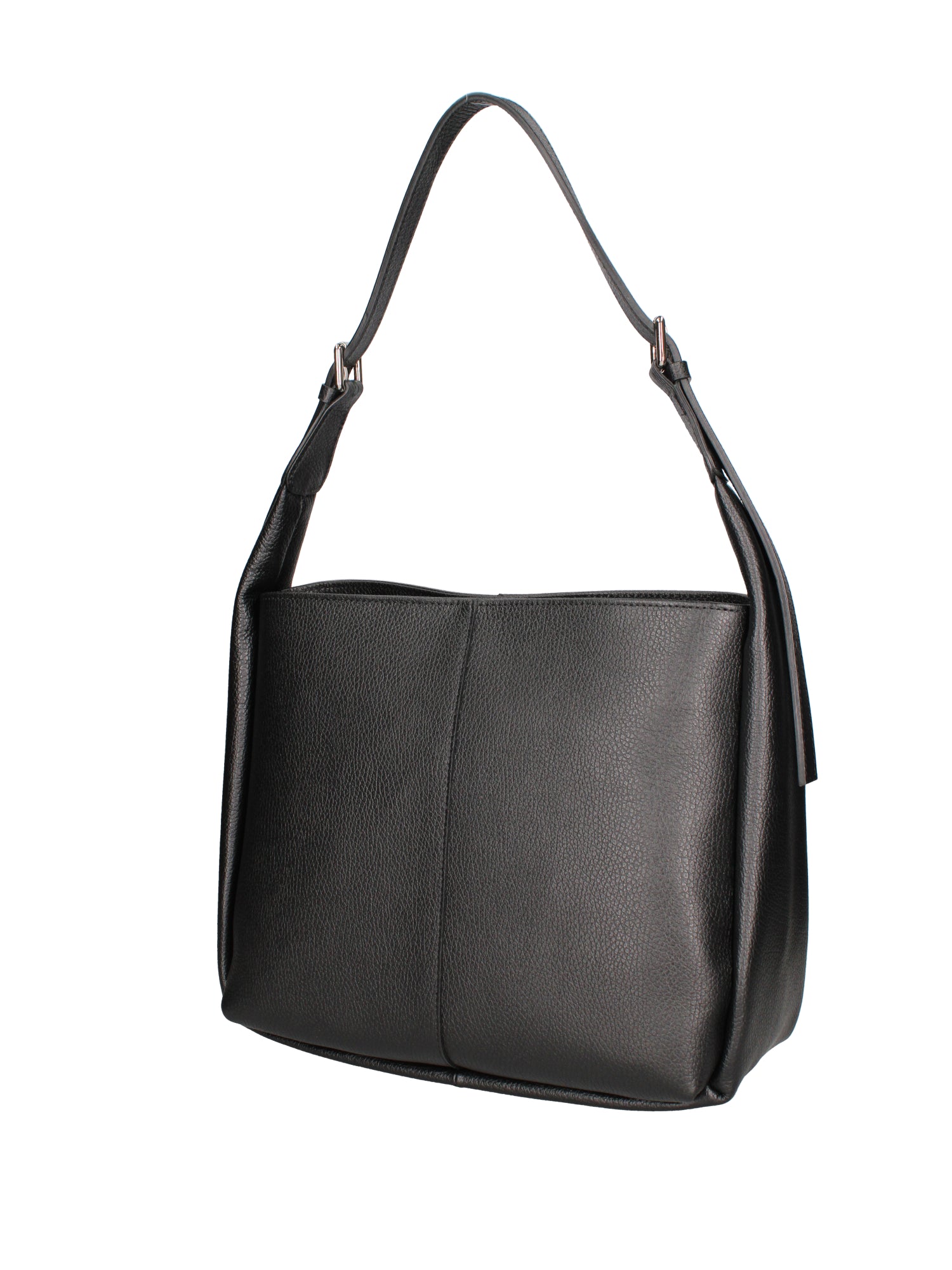 Borsa a spalla da donna Misto pelle e tessuto 07157-D28 NERO Roberta Rossi