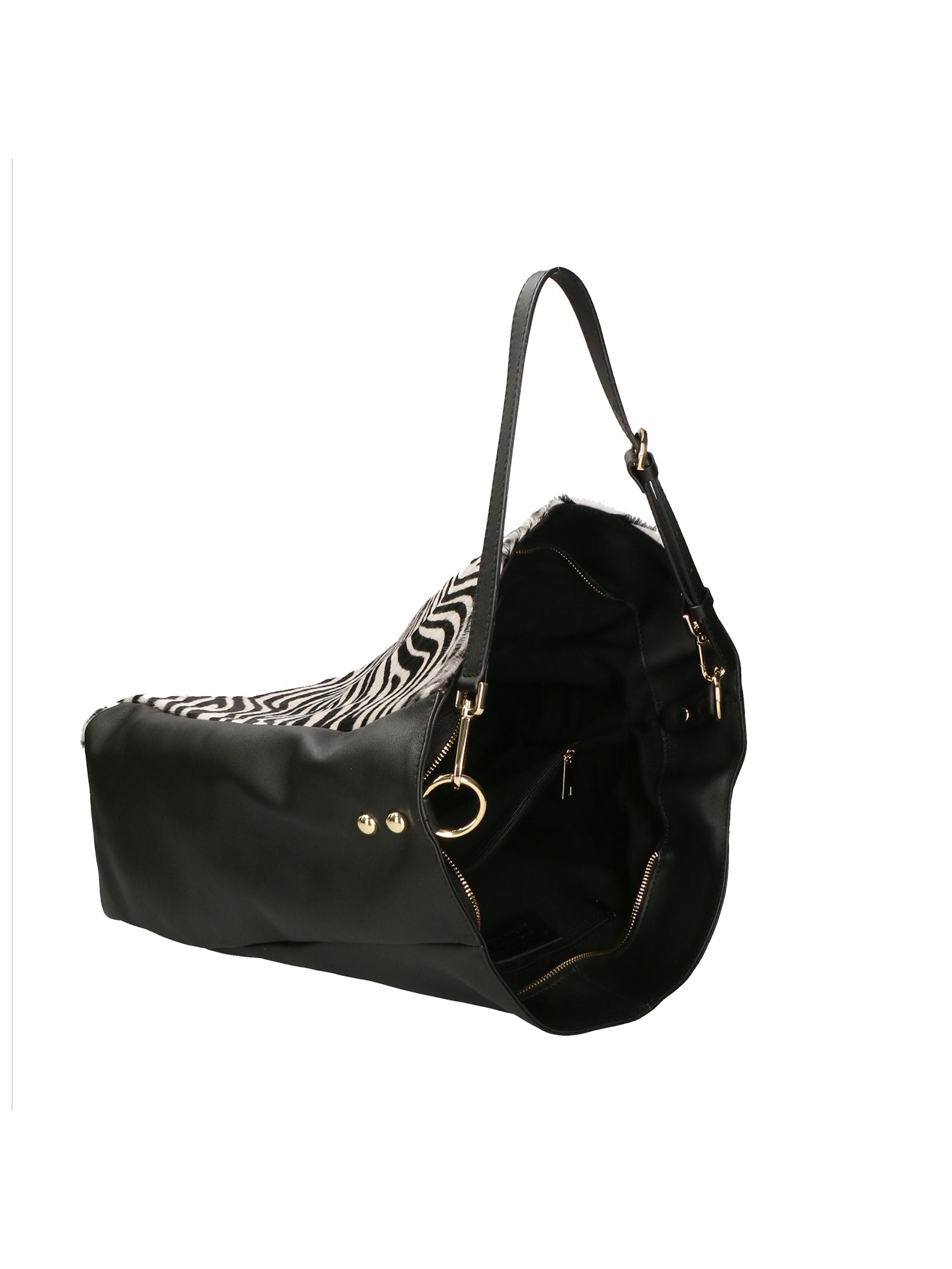 Asia Borsa a spalla da donna Vera pelle 05475-ZEBRA BIANCO NERO Gave Lux