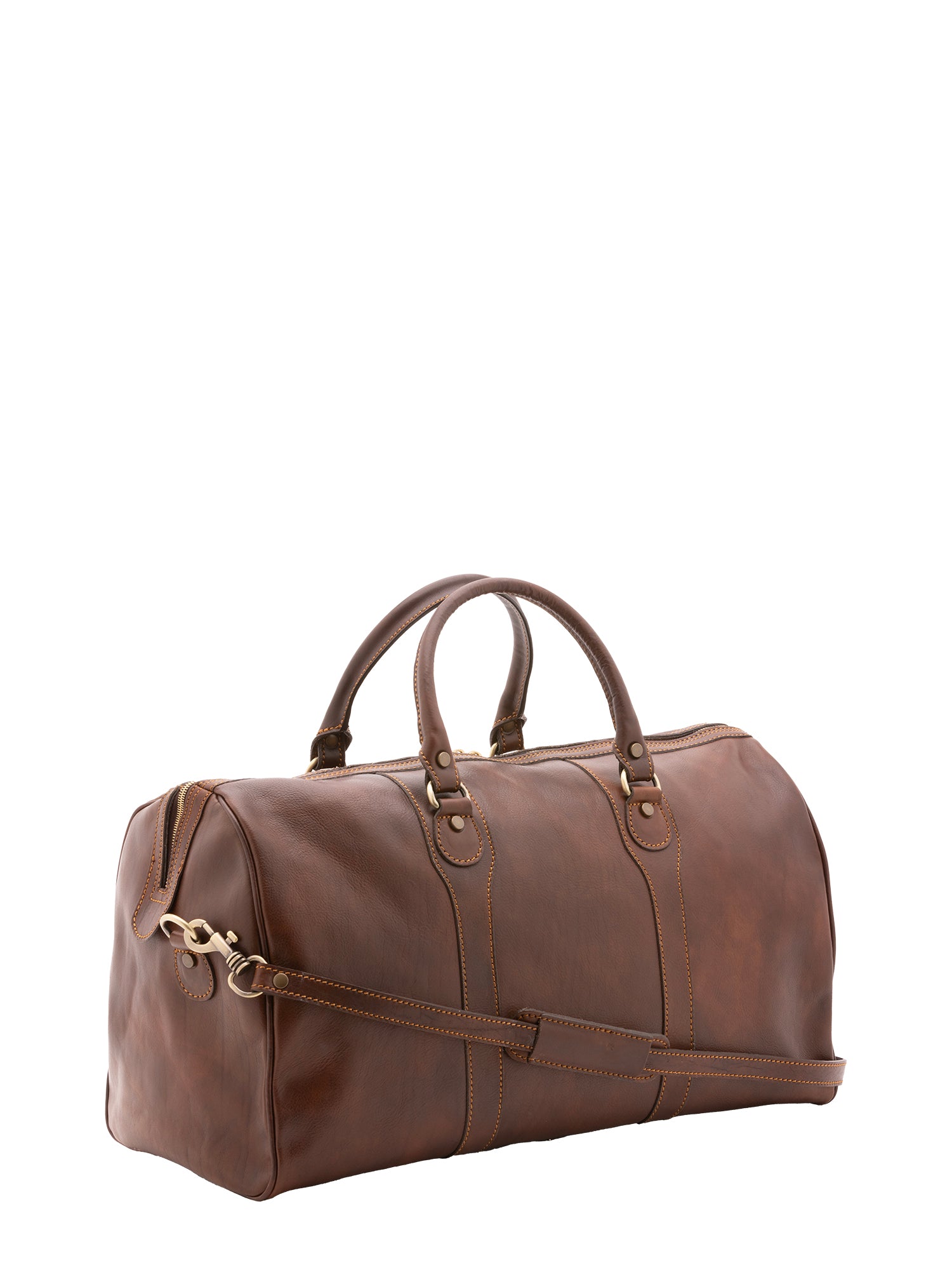 Borsa da viaggio unisex in vera pelle 100% cotone 4039-TESTA DI MORO Alessia Firenze