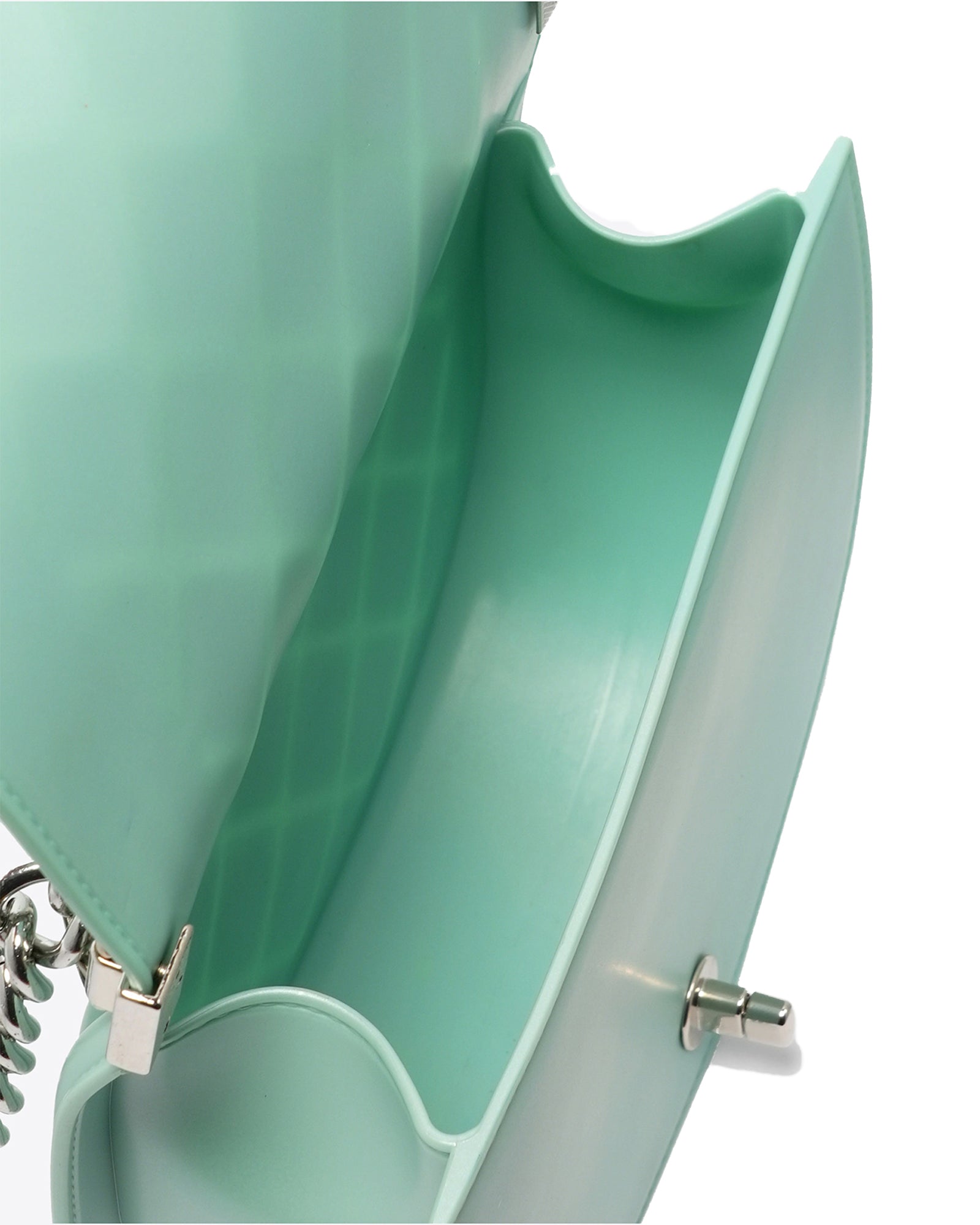 Borsa a mano da donna 100% PVC FLAT ZOE-VERDE ACQUA + SILVER Marc Ellis