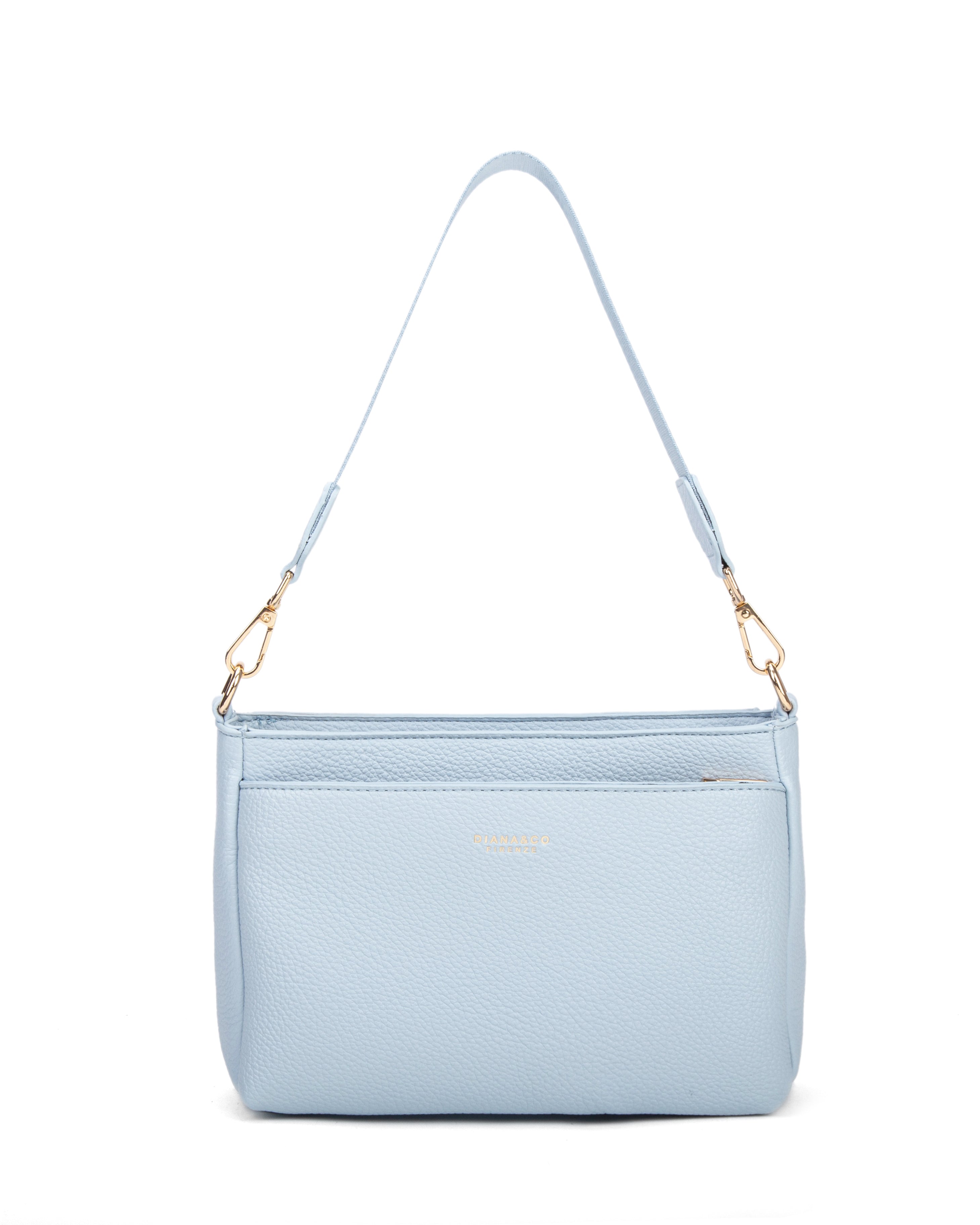 Borsa a spalla da donna 100% pelle vegana PU 703-1PT-LIGHTBLUE Diana&co