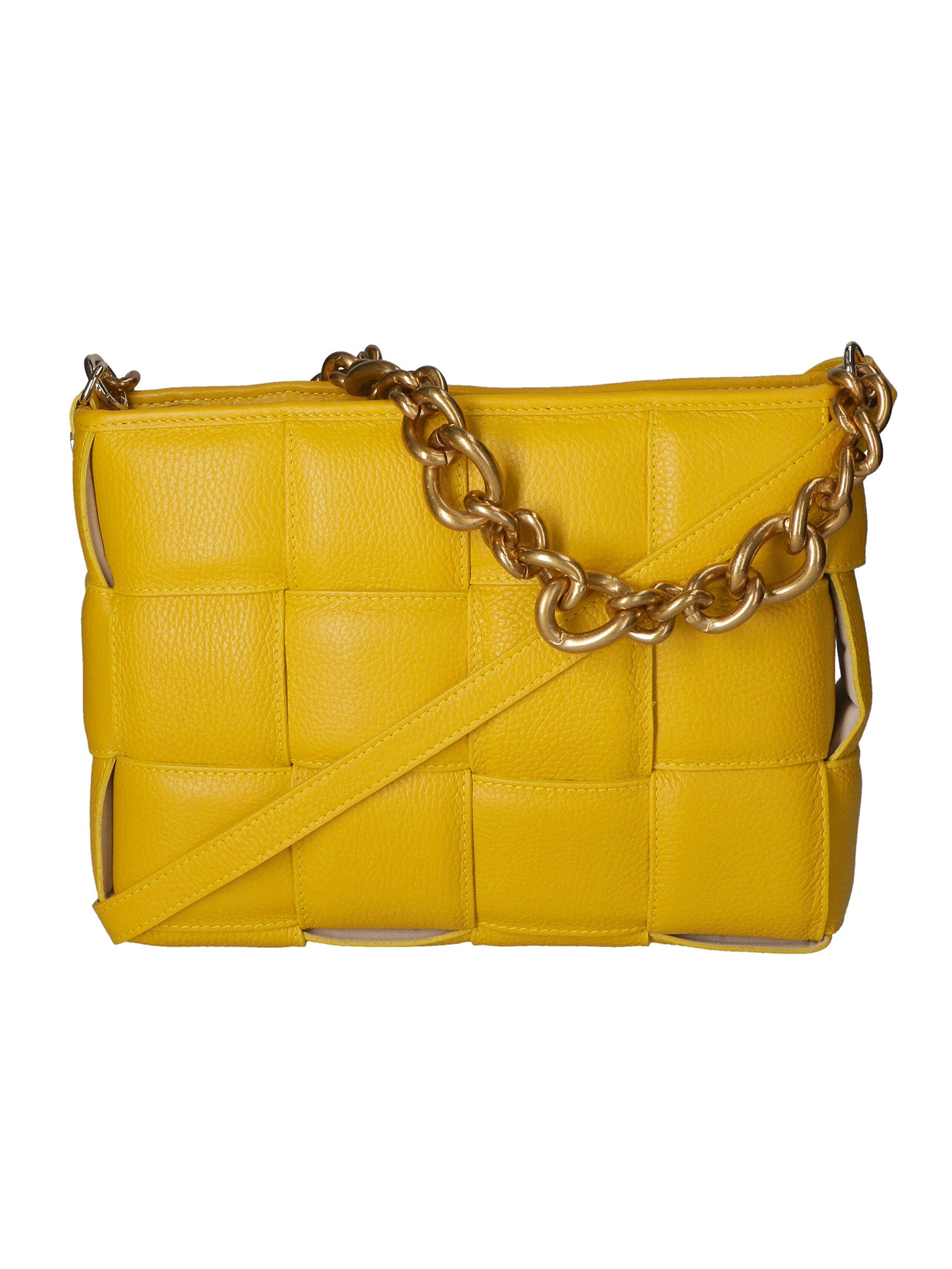 Agostina Borsa a mano da donna Vera pelle 04691-D04 GIALLO YELLOW Gave Lux