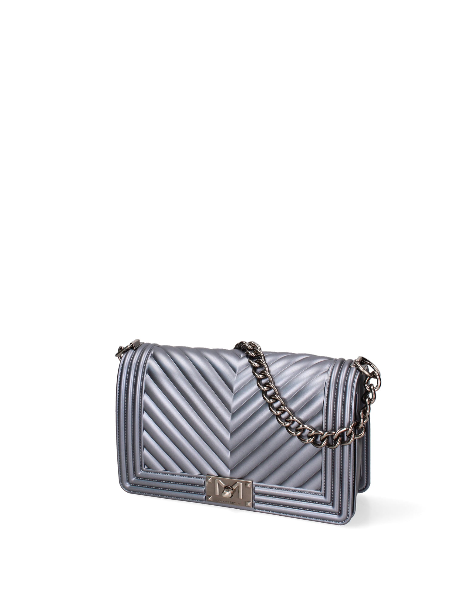 Borsa a mano da donna 100% Pvc FLAT-M 24-GUN METAL - BRUSH CDF Marc Ellis