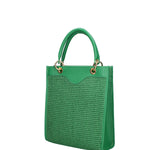 Borsa a mano da donna Misto pelle e tessuto 07149-D47 VERDE Roberta Rossi